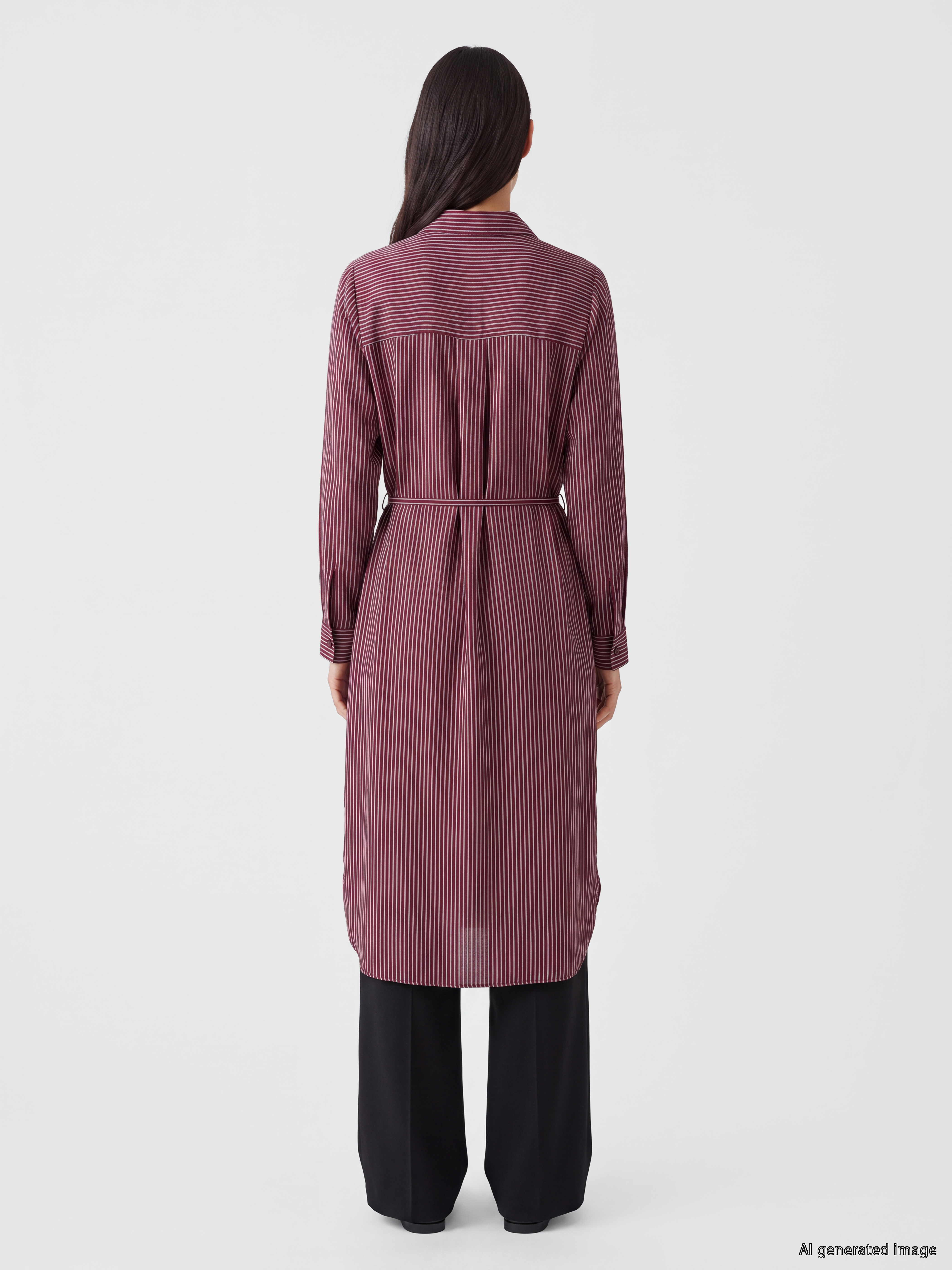 LCW EVERYDAY Çizgili Oversize Kadın Gömlek Tunik görsel 5