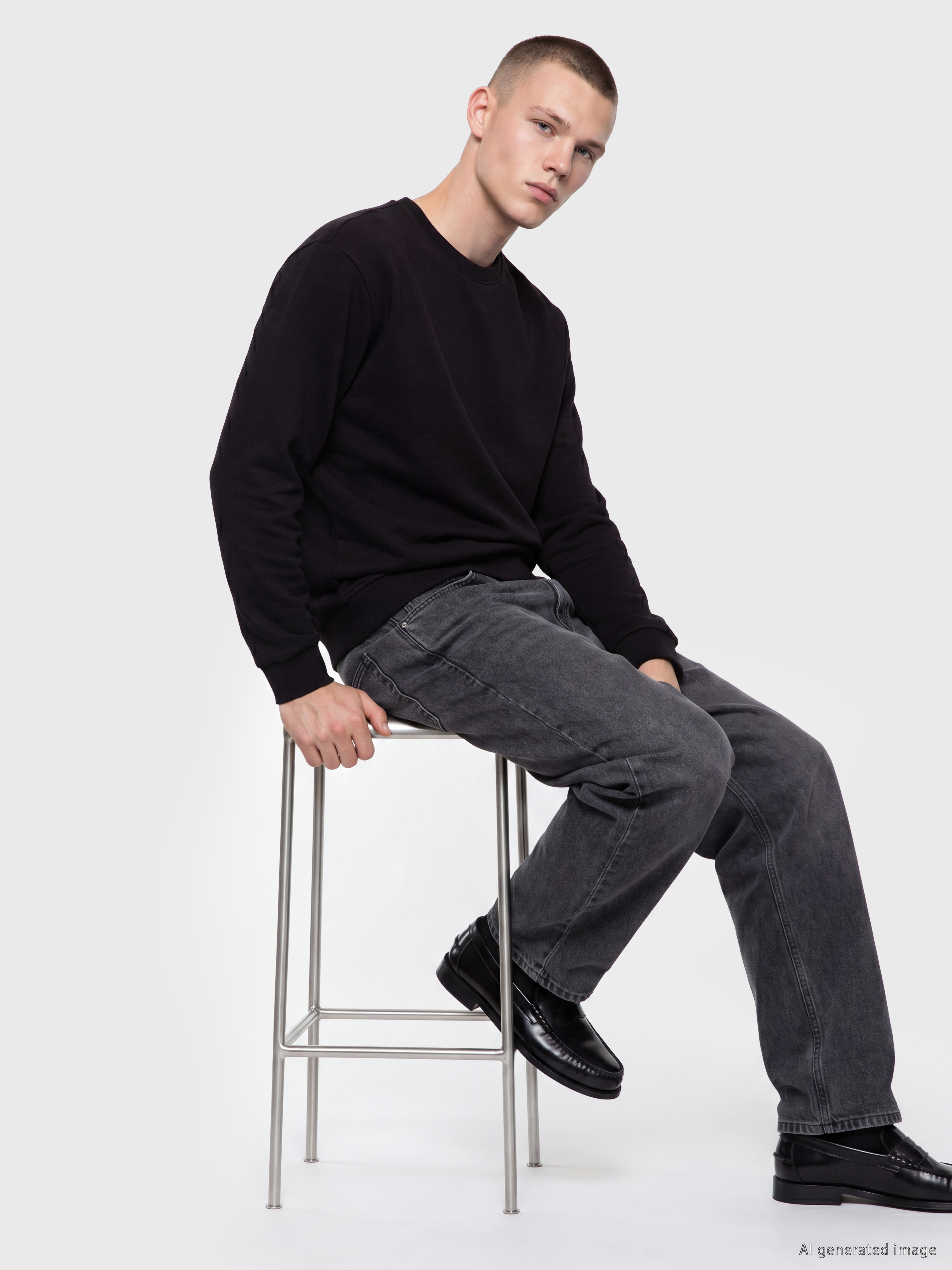 XSIDE Bisiklet Yaka Erkek Kalın Sweatshirt