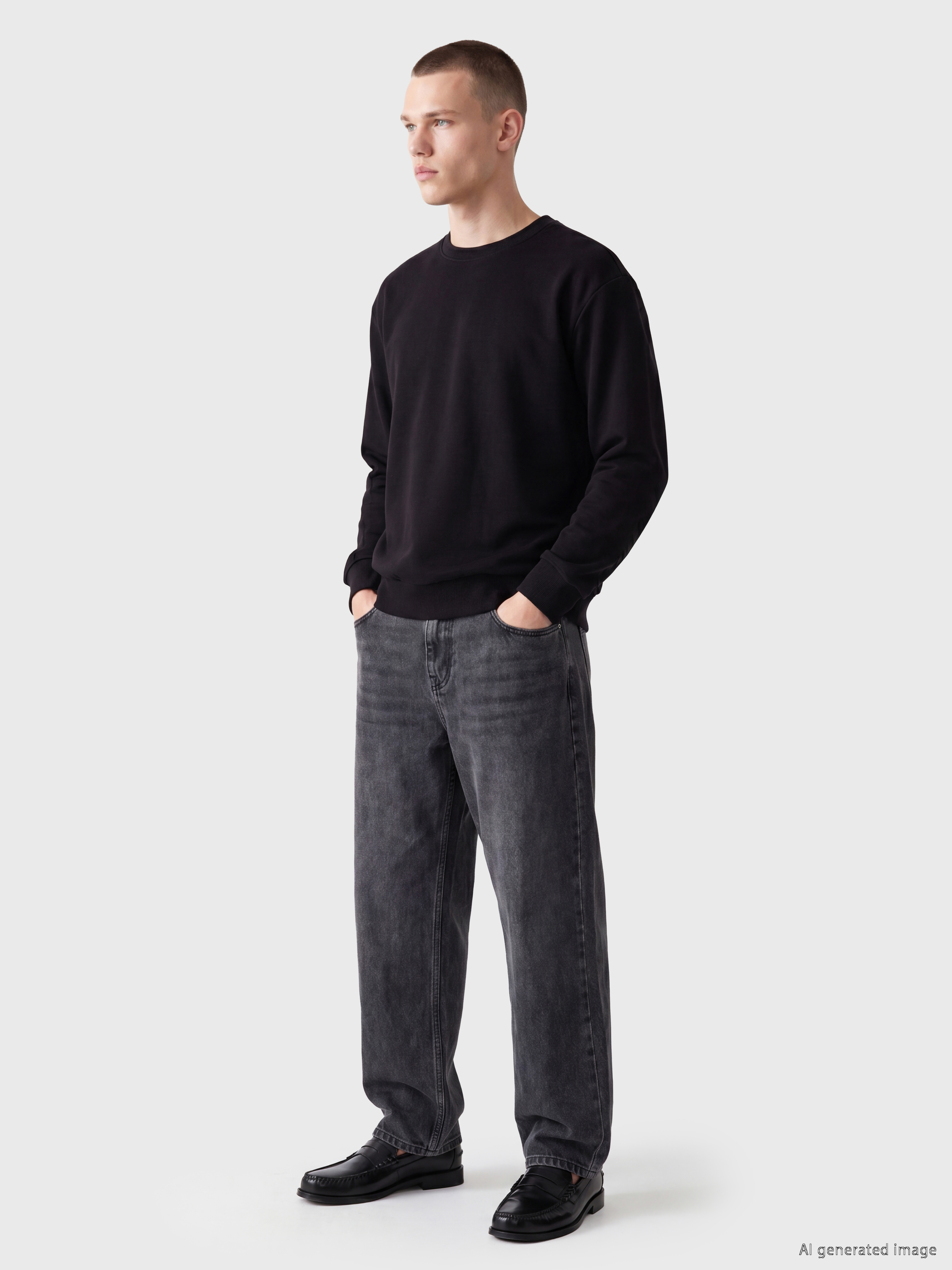 XSIDE Bisiklet Yaka Erkek Kalın Sweatshirt görsel 2