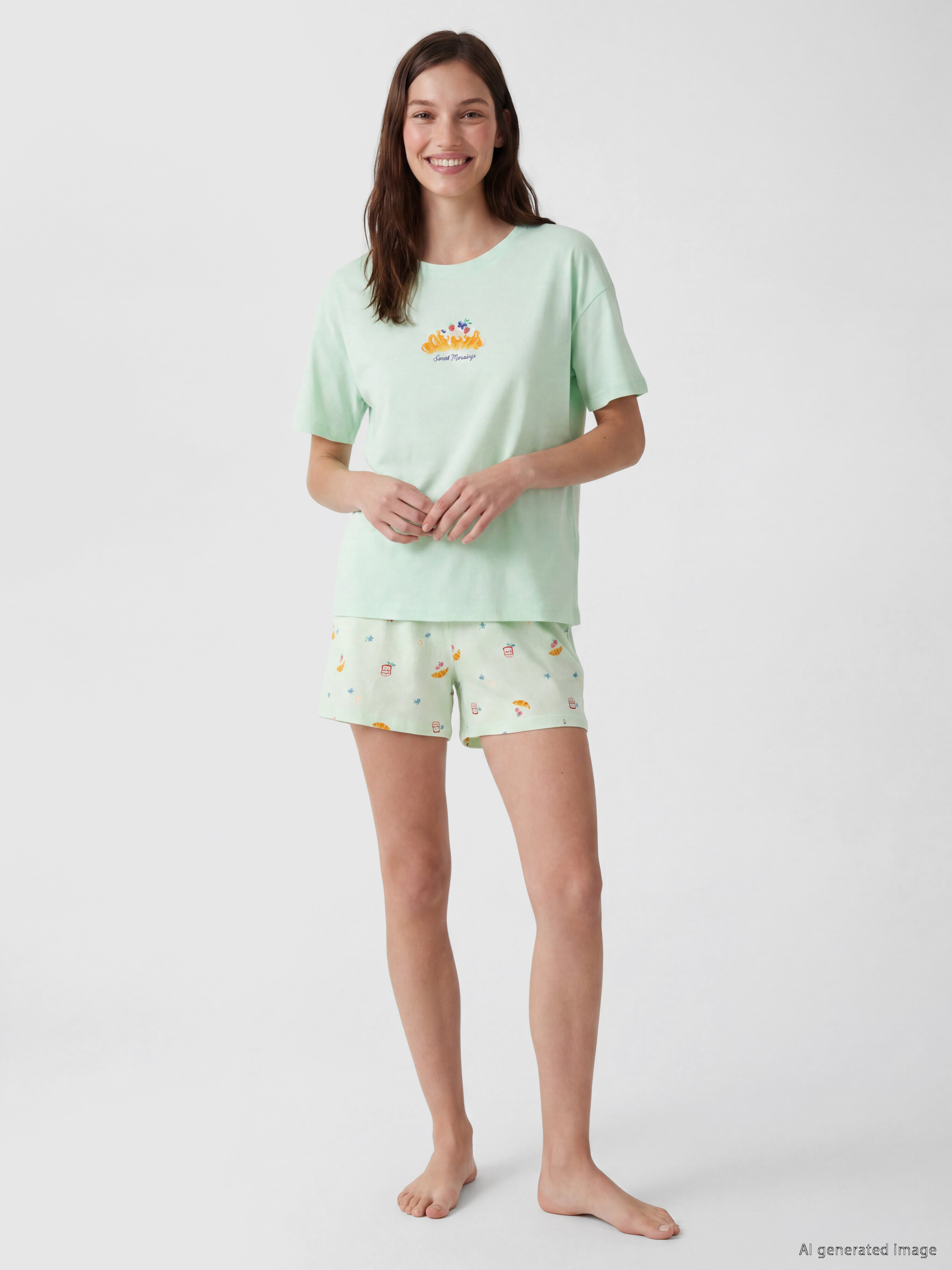 LCW DREAM Baskılı Kadın Şortlu Pijama Takımı görsel 2
