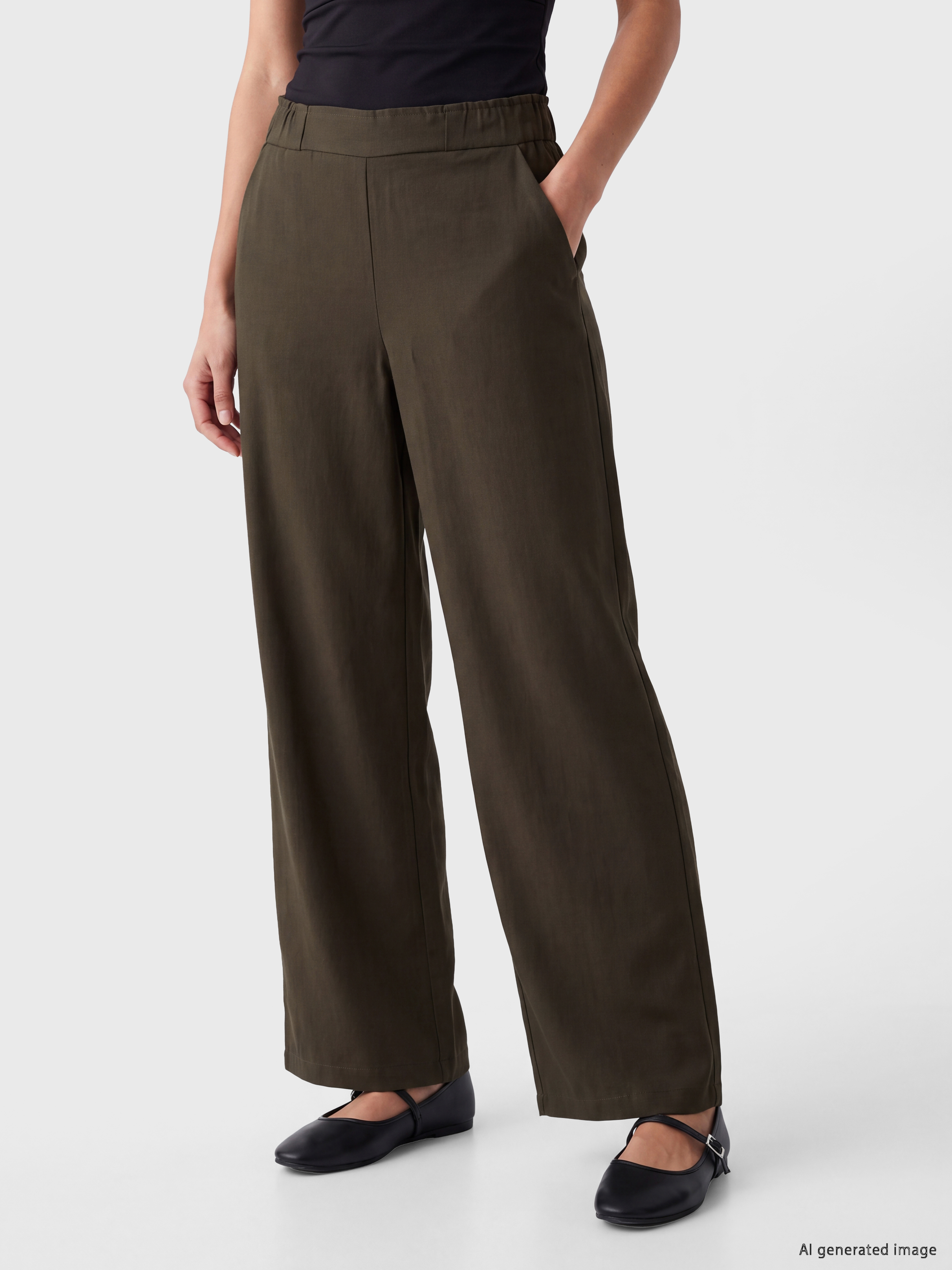 LCWAIKIKI Classic Beli Lastikli Geniş Paça Kadın Pantolon görsel 2
