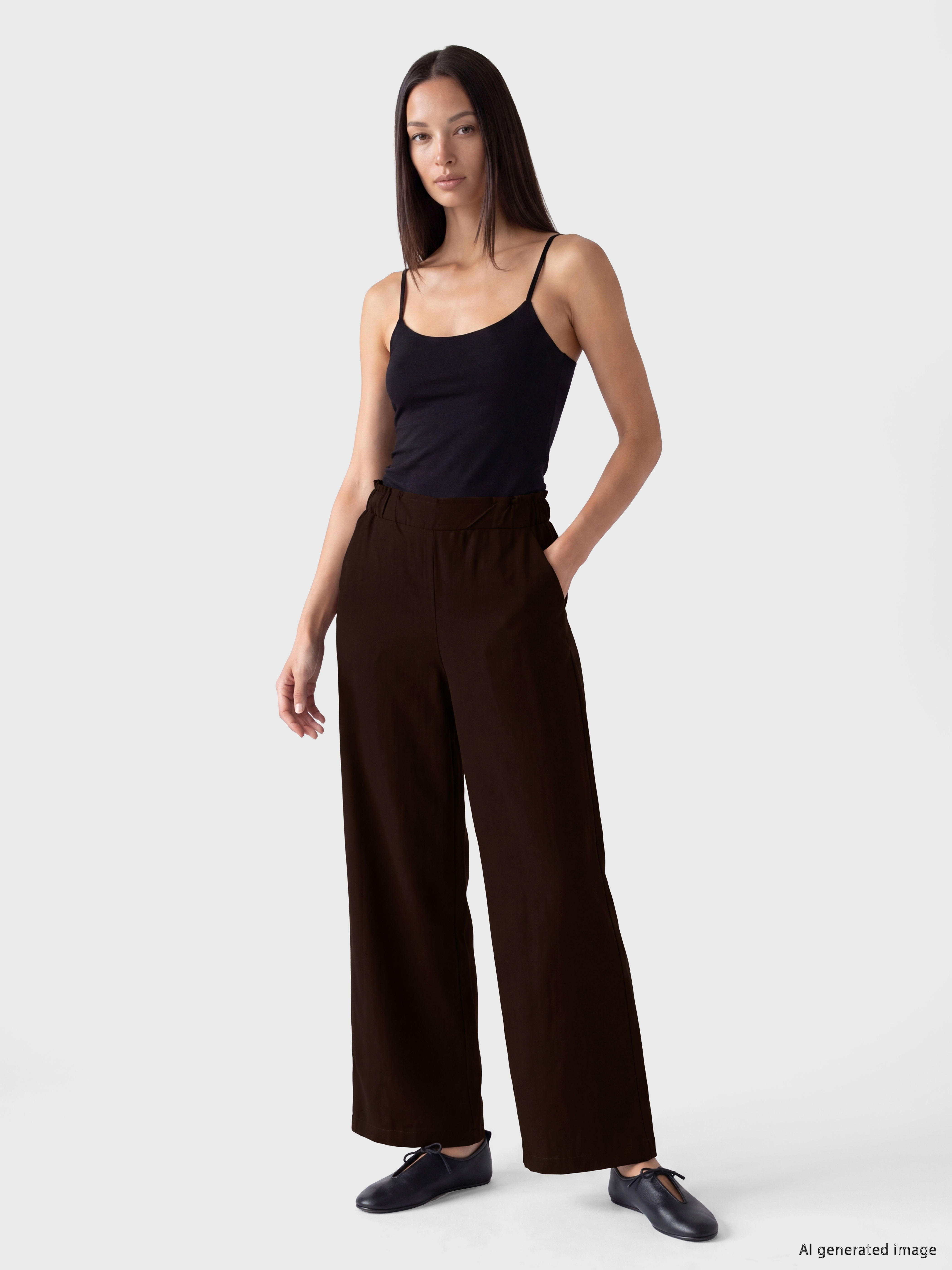 LCWAIKIKI Classic Beli Lastikli Geniş Paça Kadın Pantolon