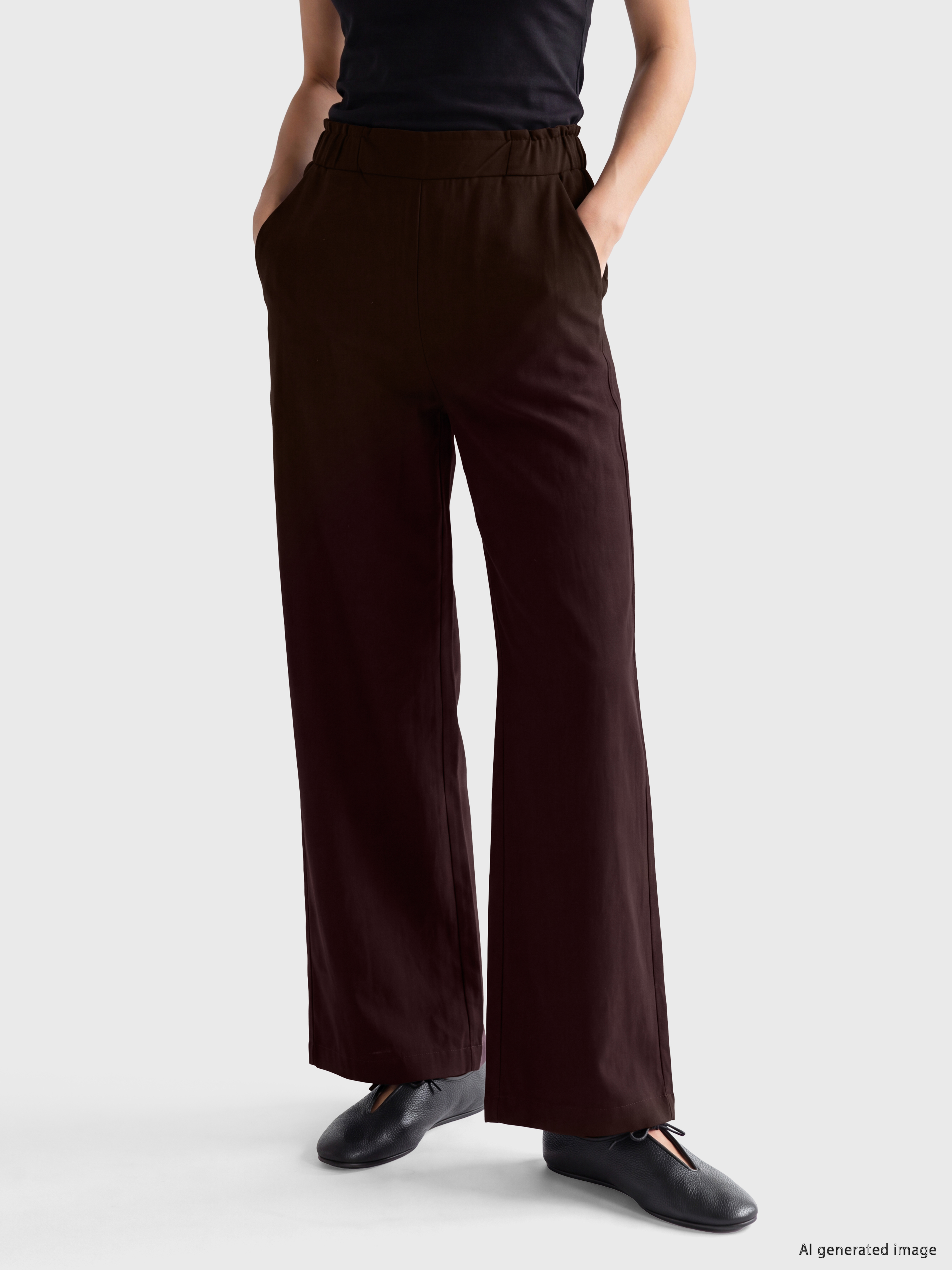 LCWAIKIKI Classic Beli Lastikli Geniş Paça Kadın Pantolon görsel 2