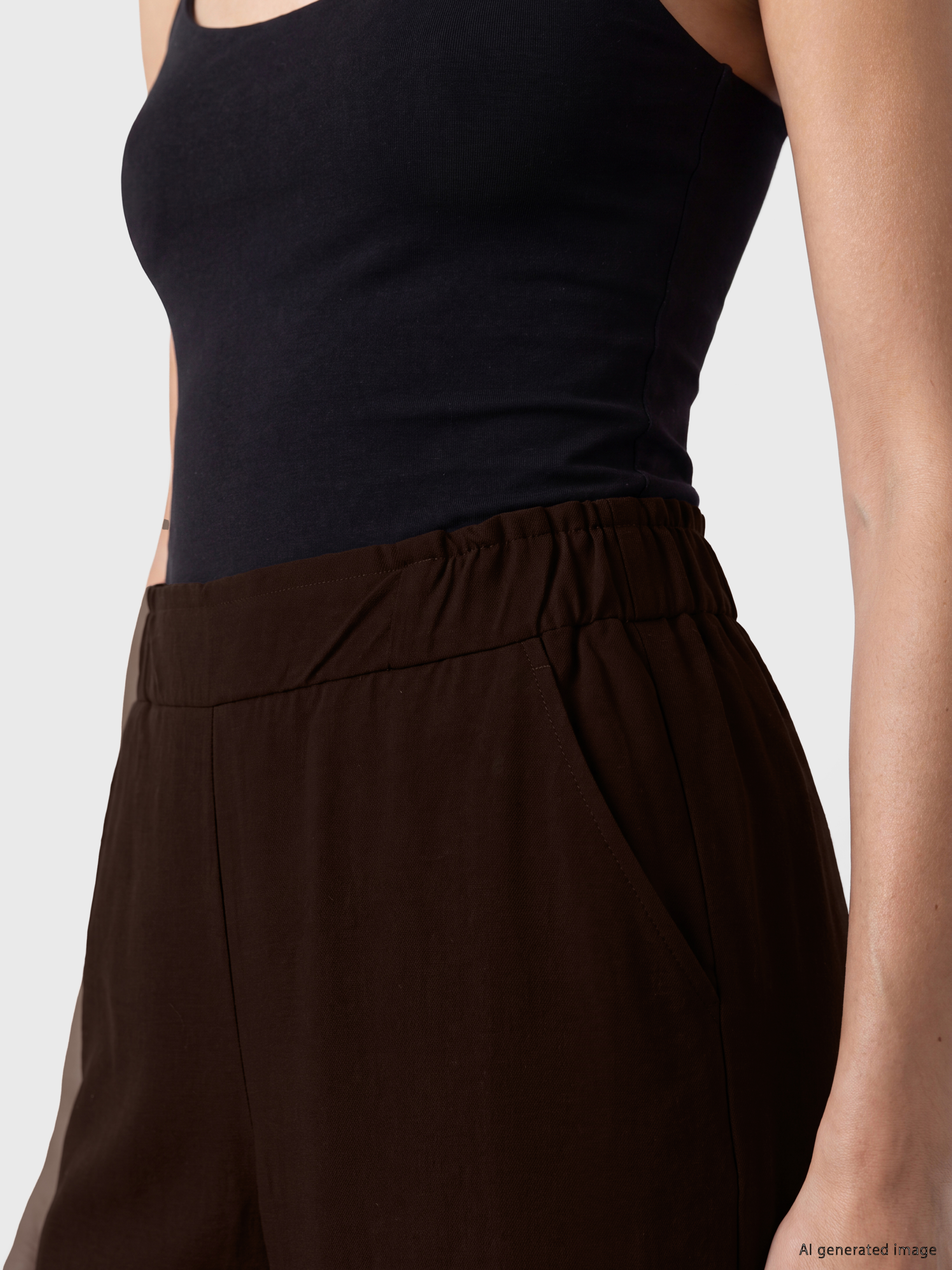 LCWAIKIKI Classic Beli Lastikli Geniş Paça Kadın Pantolon görsel 3