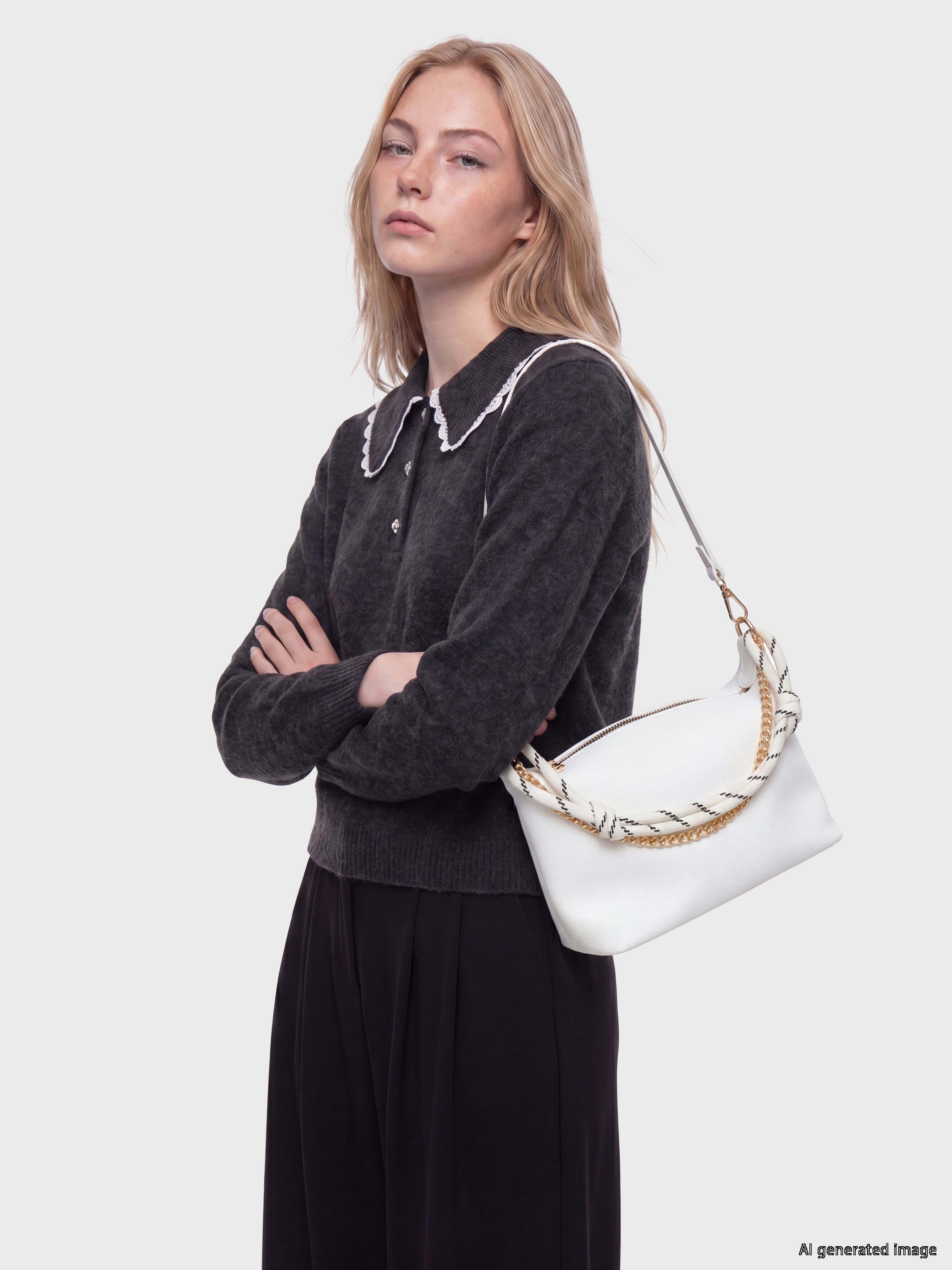 LCW ACCESSORIES Zincir Detaylı Deri Görünümlü Kadın Omuz Çantası