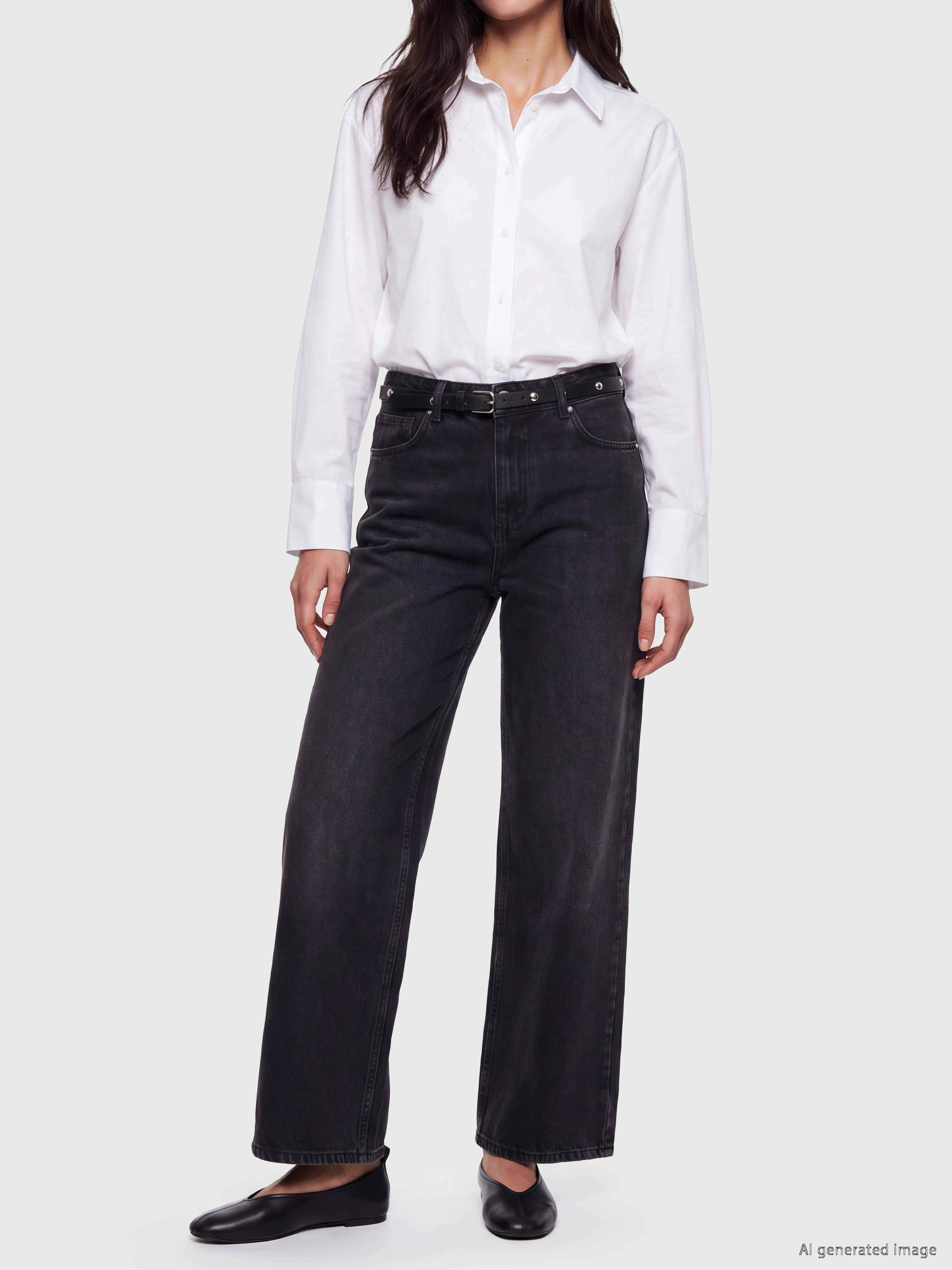 LCW Jeans Beli Kemerli Wideleg Kadın Jean Pantolon görsel 2