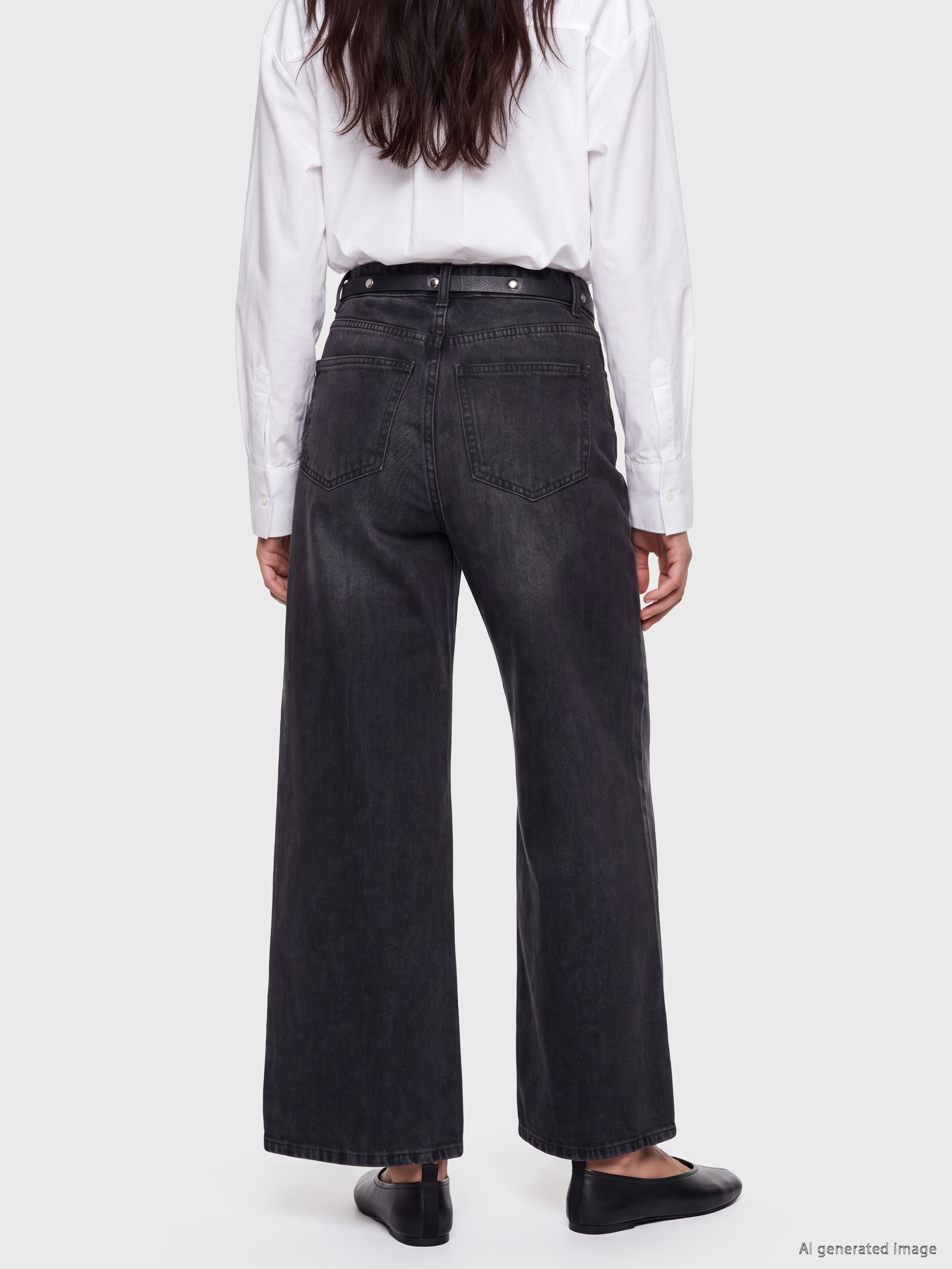 LCW Jeans Beli Kemerli Wideleg Kadın Jean Pantolon görsel 4