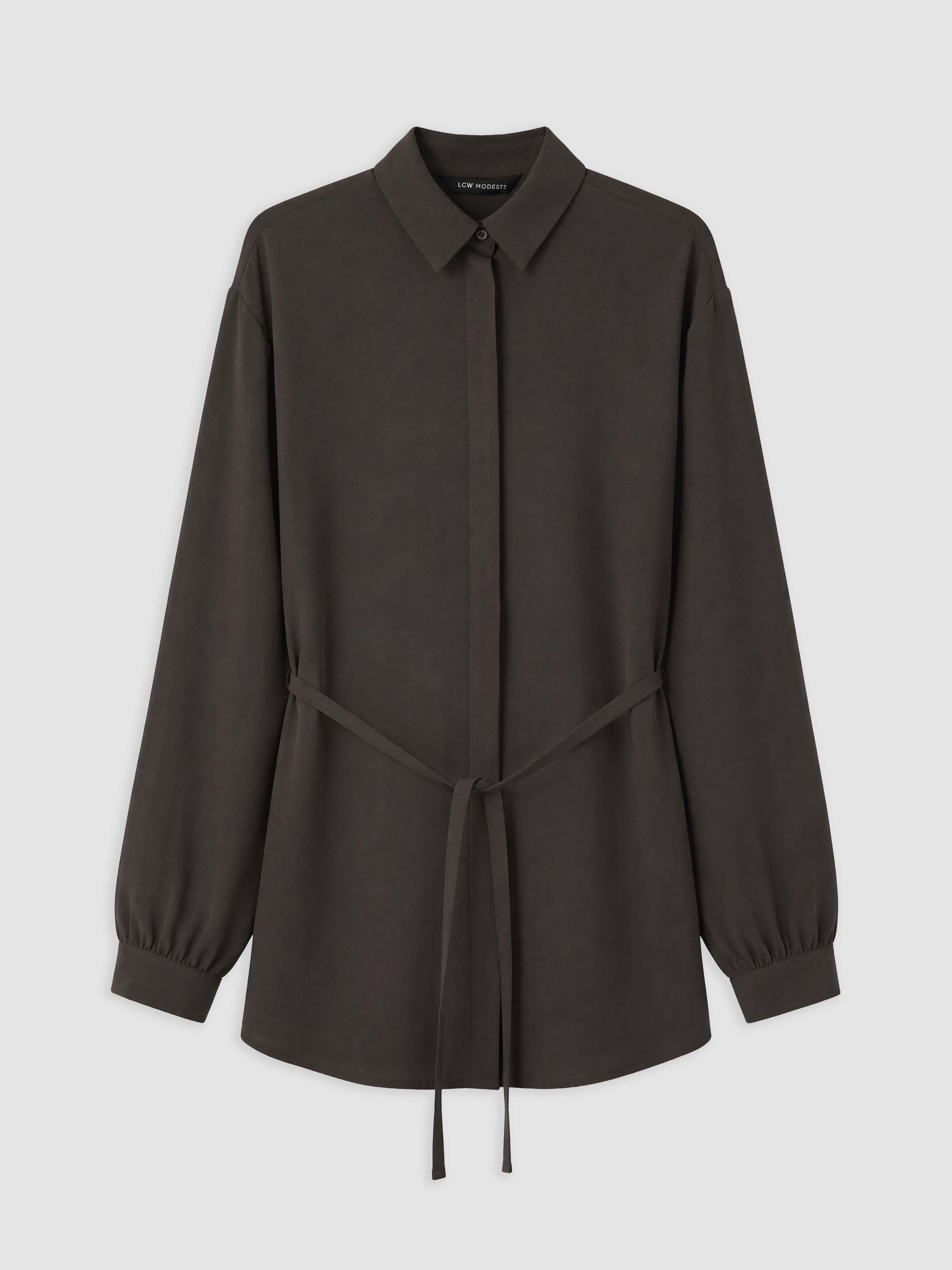 LCW Modest Beli Kuşaklı Kadın Gömlek Tunik görsel 5
