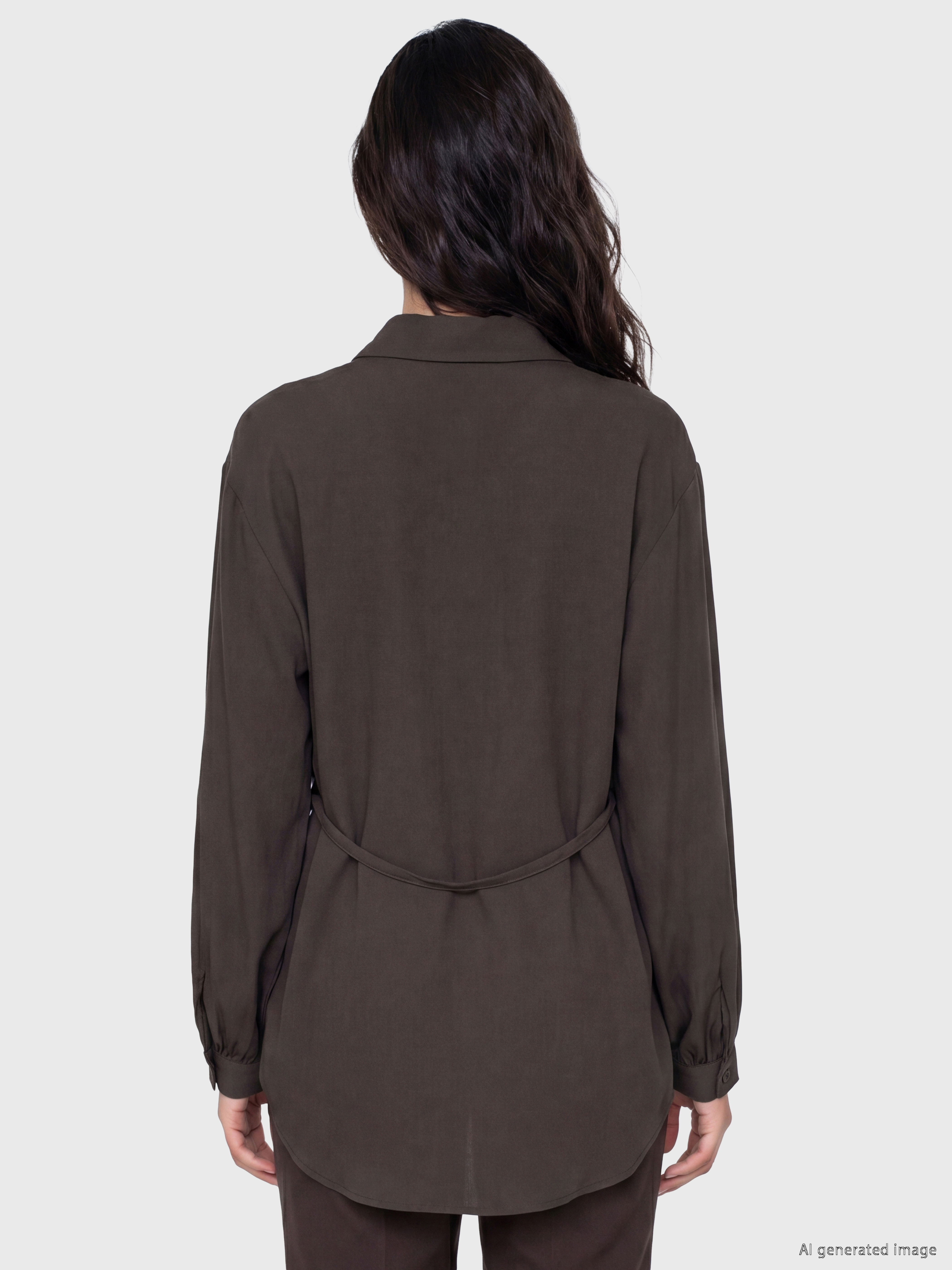 LCW Modest Beli Kuşaklı Kadın Gömlek Tunik görsel 4