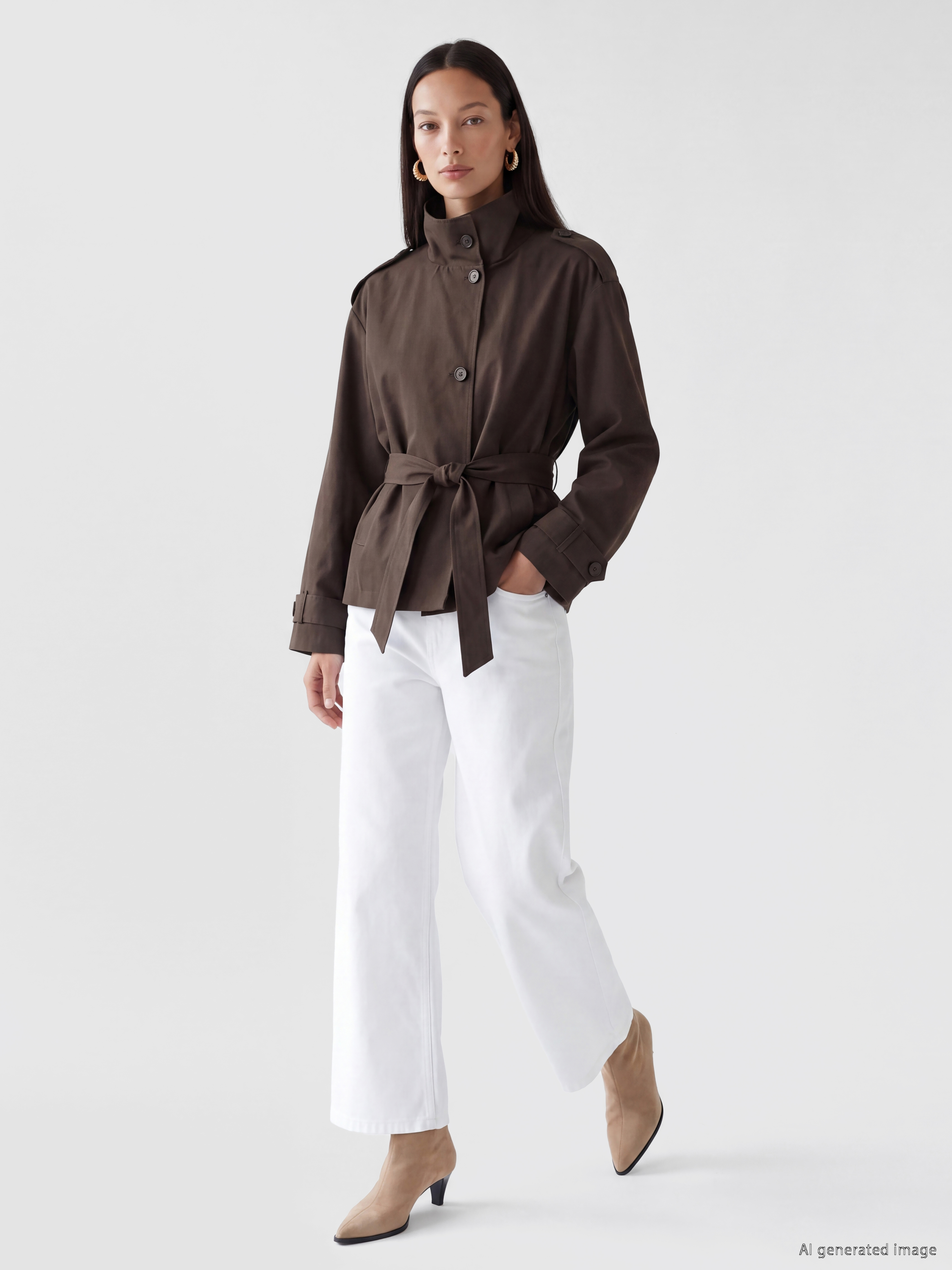LC WAIKIKI Kuşaklı Oversize Kadın Trençkot görsel 2