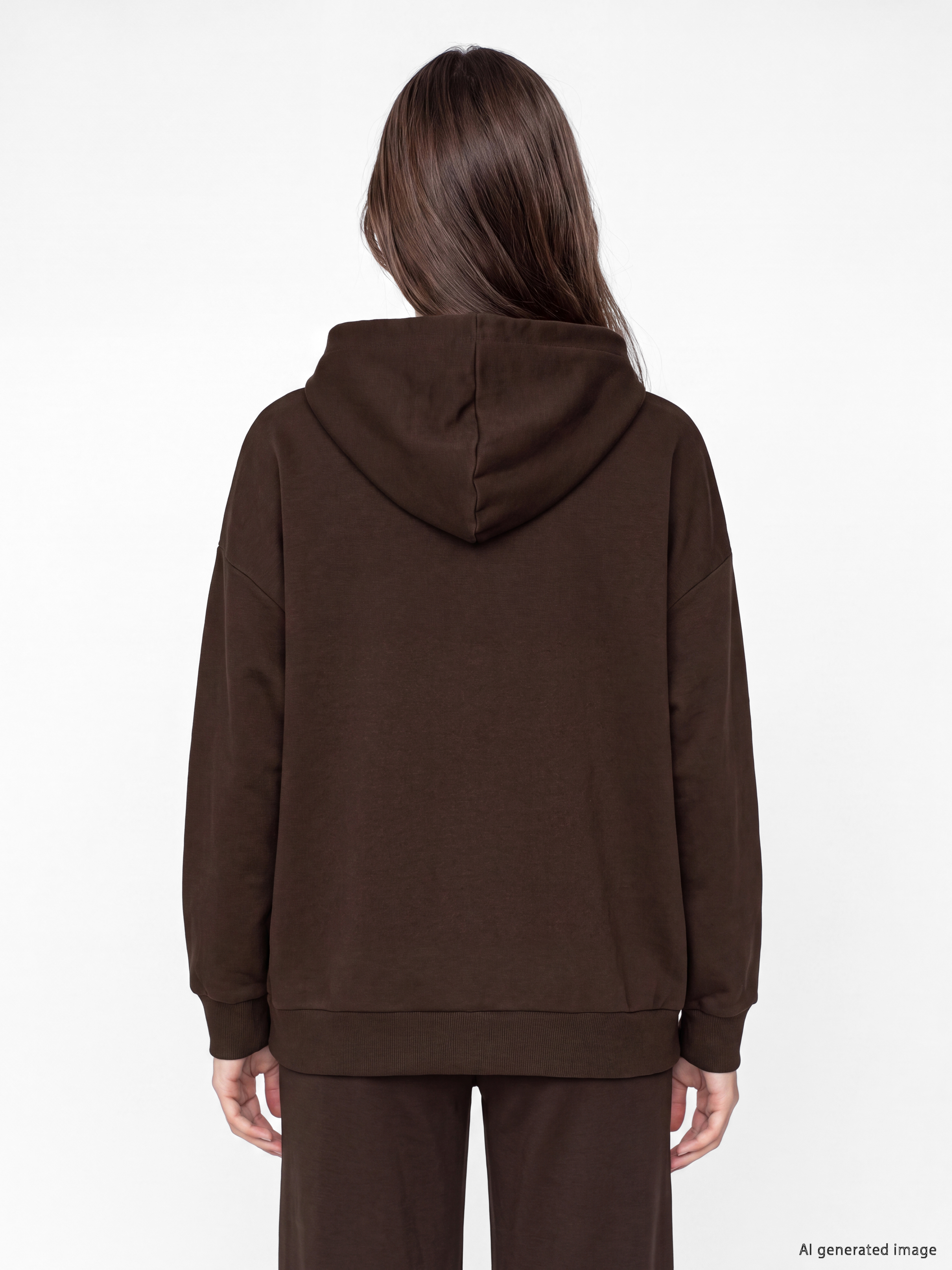 LCW Modest Kapüşonlu Oversize Kadın Kalın Fermuarlı Sweatshirt görsel 4
