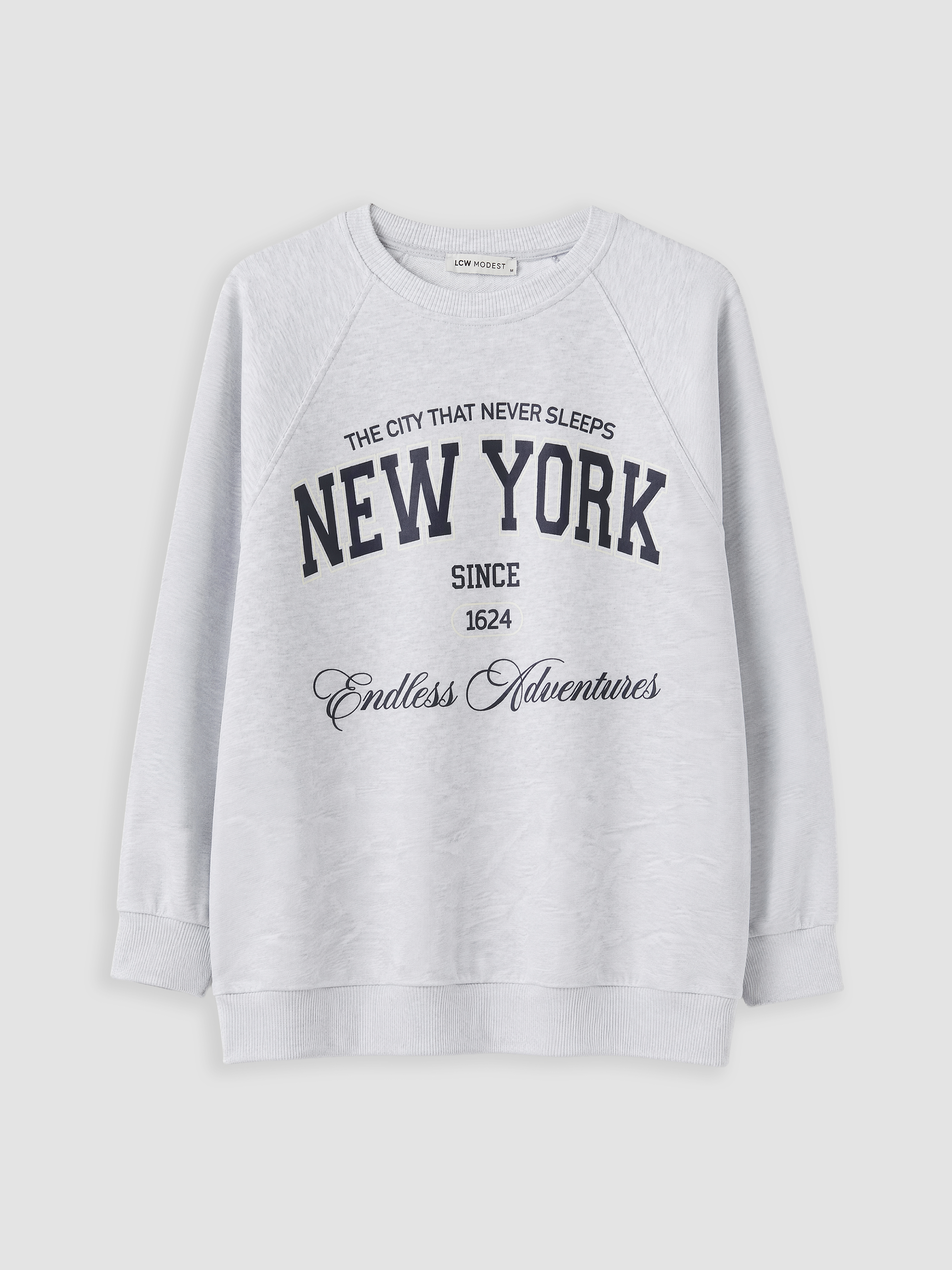 LCW Modest Baskılı Oversize Kadın Sweatshirt Tunik görsel 5