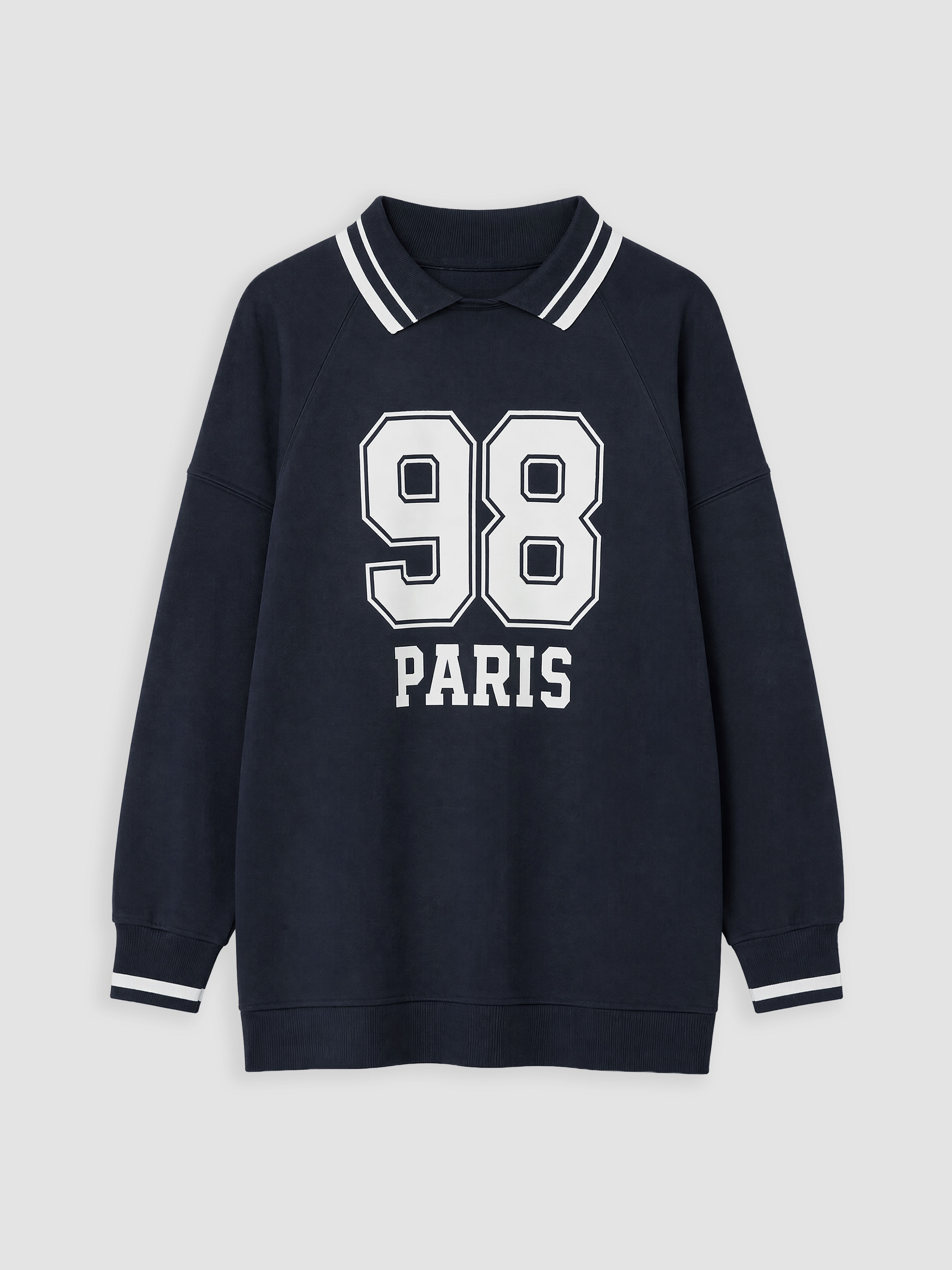 LCW Modest Polo Yaka Oversize Kadın Sweatshirt Tunik görsel 5