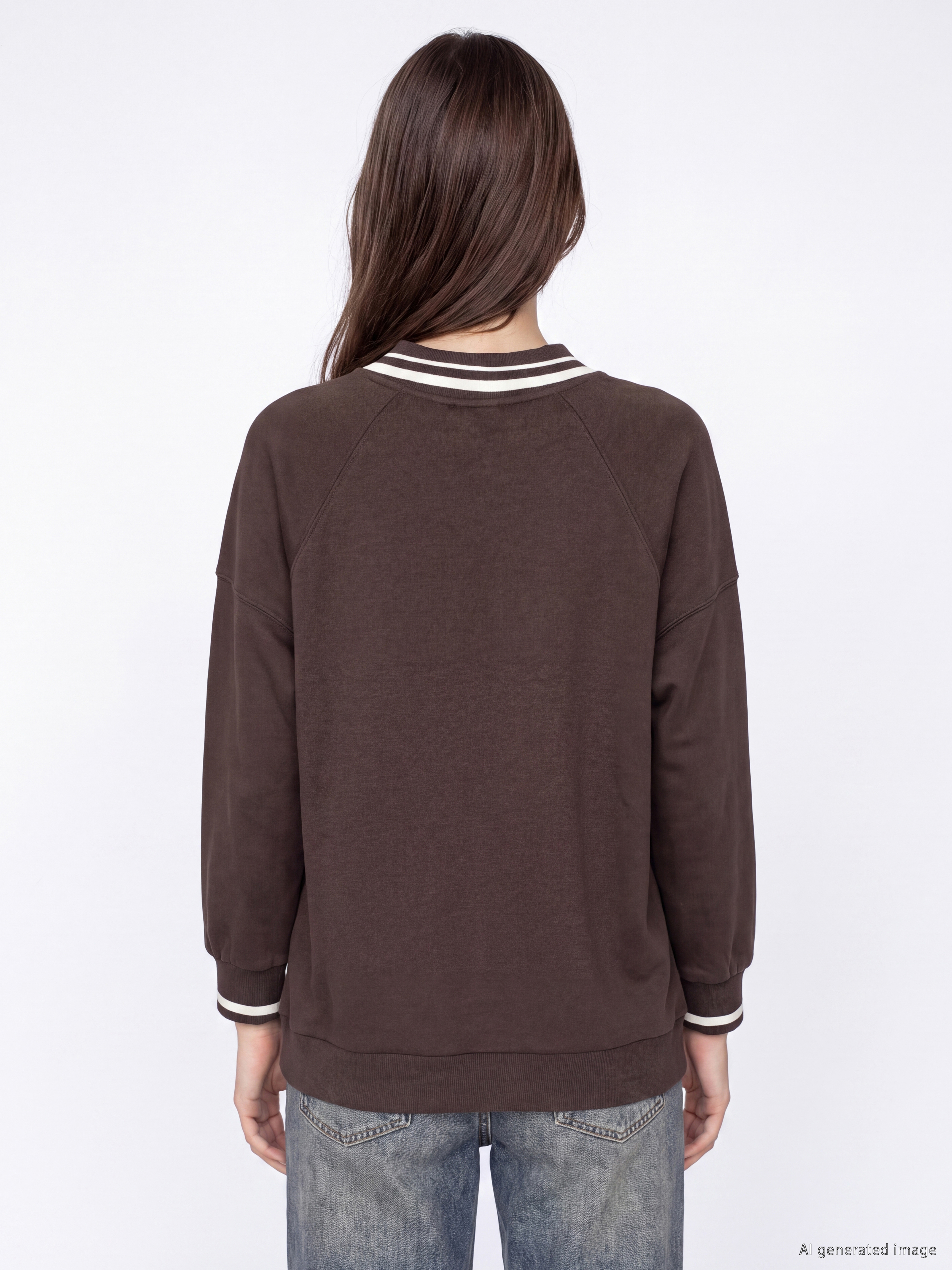 LCW Modest Polo Yaka Oversize Kadın Sweatshirt Tunik görsel 4