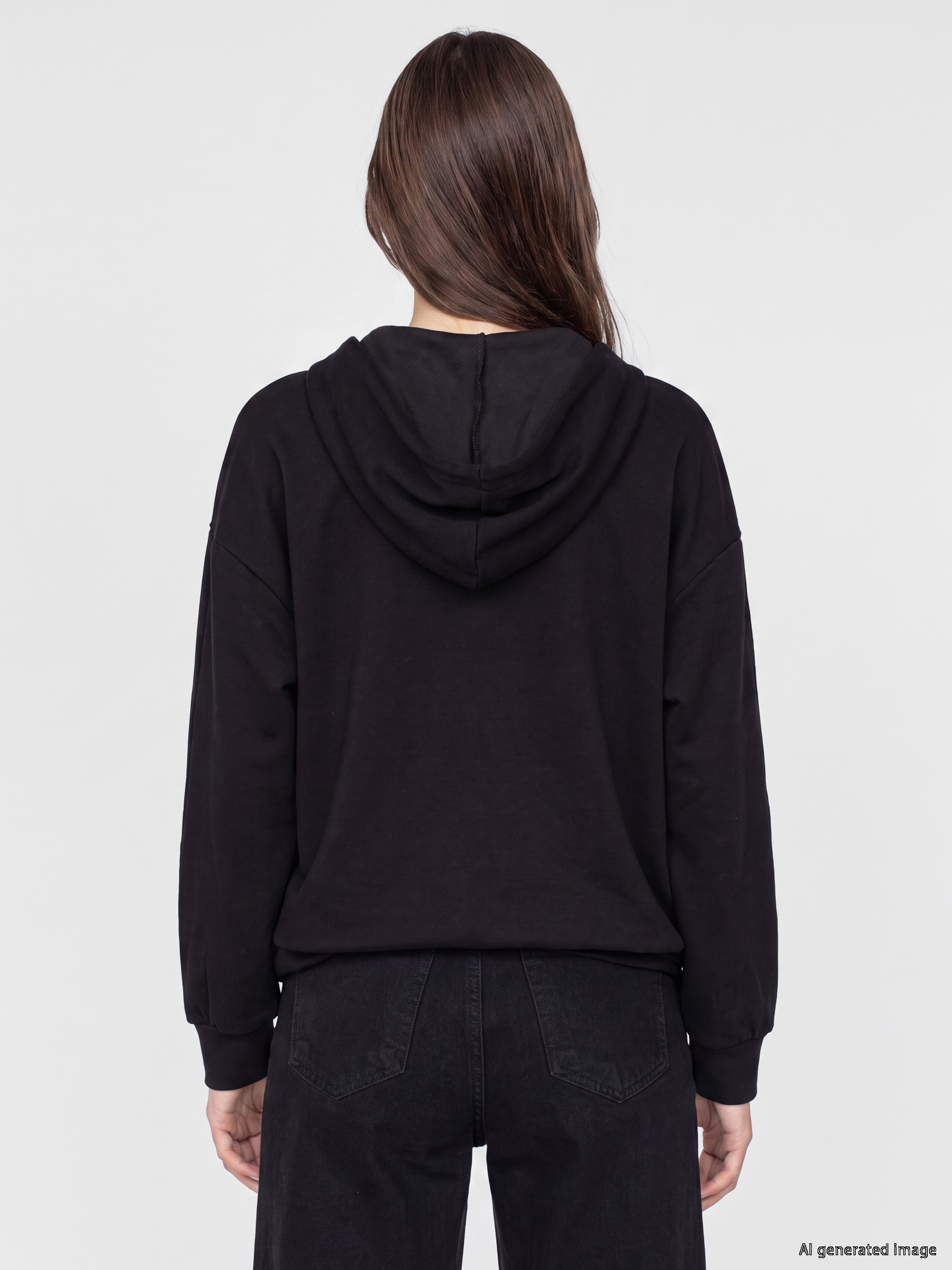 LCW Modest Kapüşonlu Soft Touch Kadın Fermuarlı Sweatshirt görsel 4