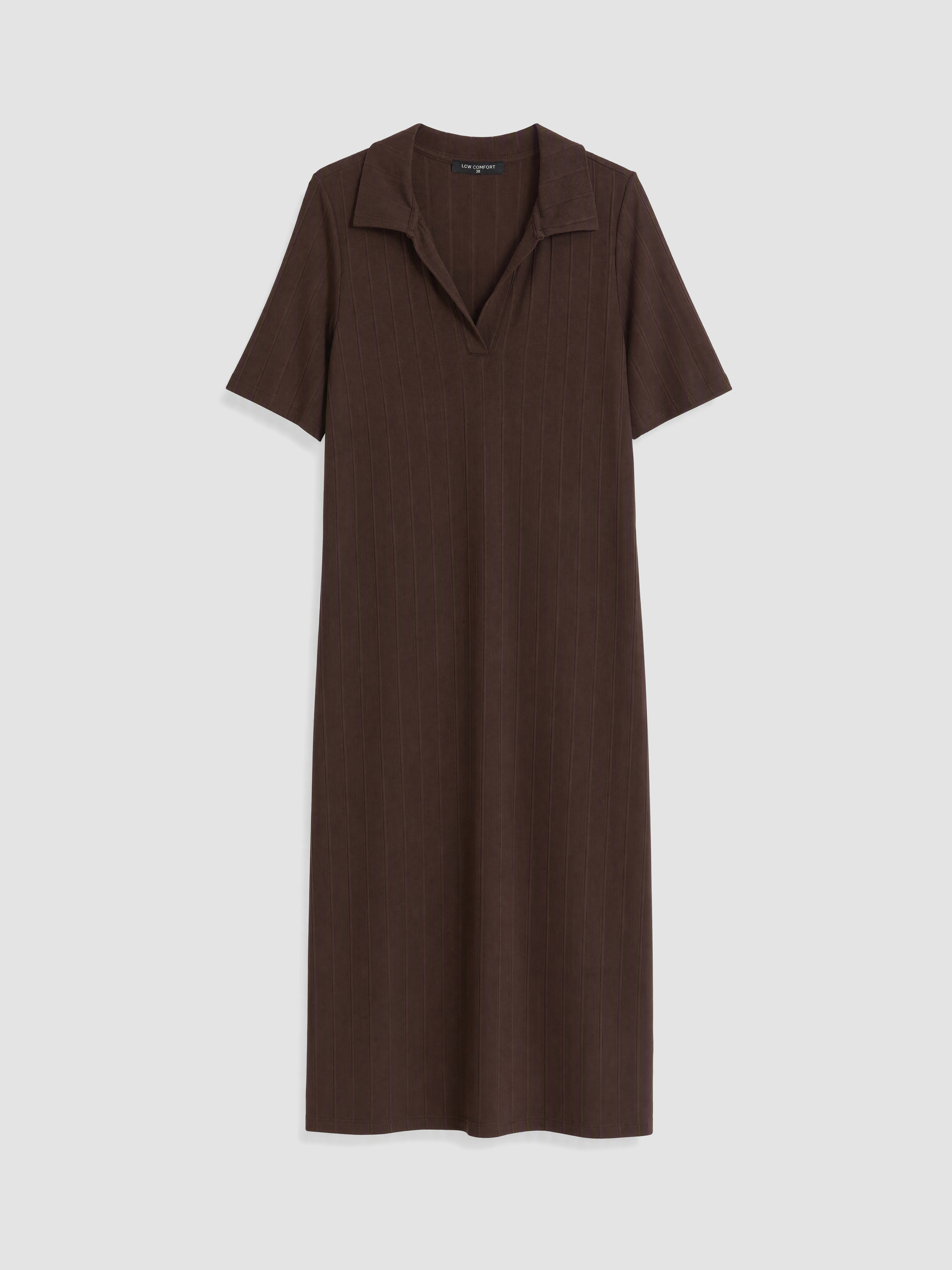 LCW Comfort Polo Yaka Yırtmaçlı Fitilli Elbise görsel 5