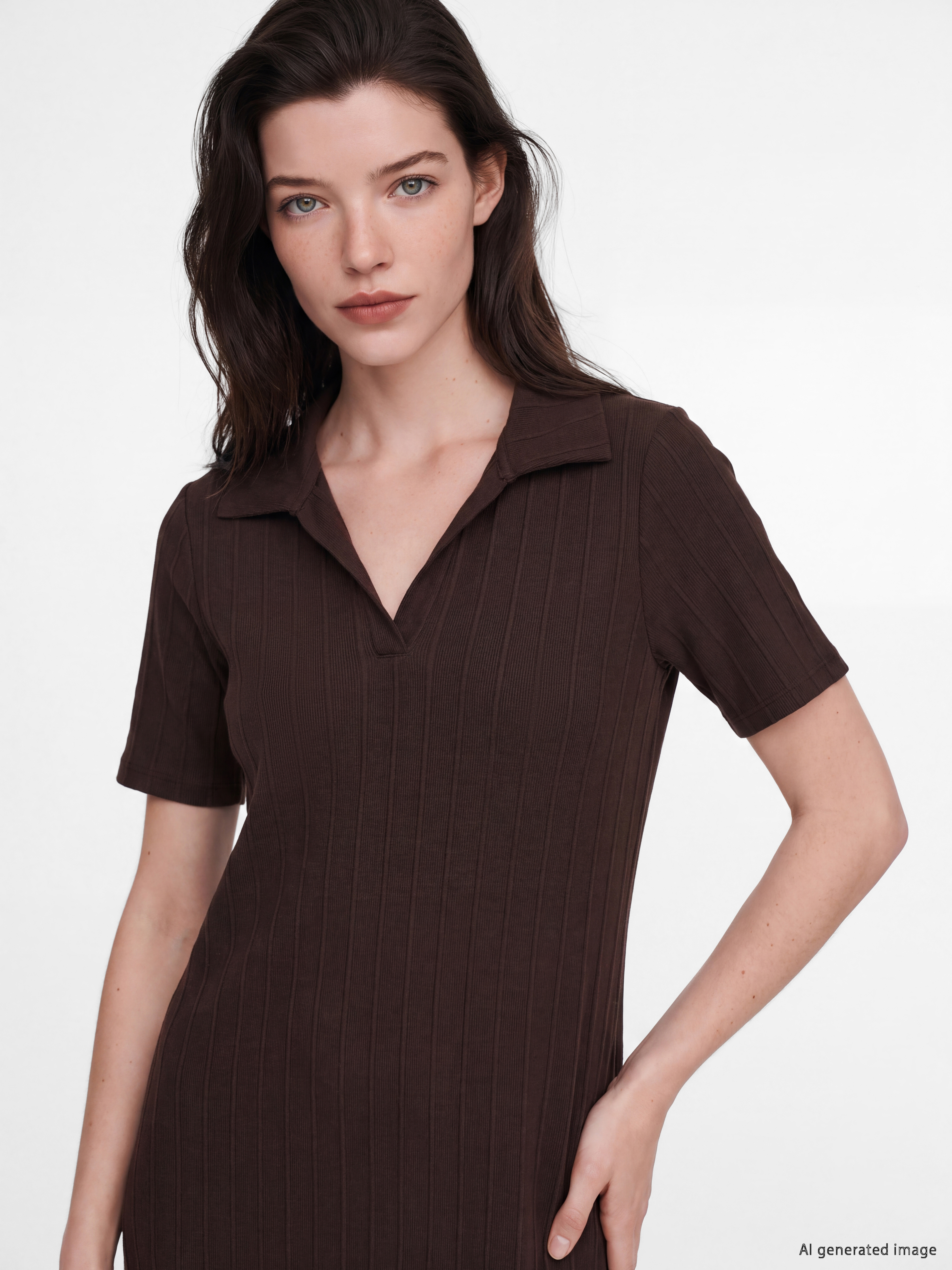 LCW Comfort Polo Yaka Yırtmaçlı Fitilli Elbise görsel 2