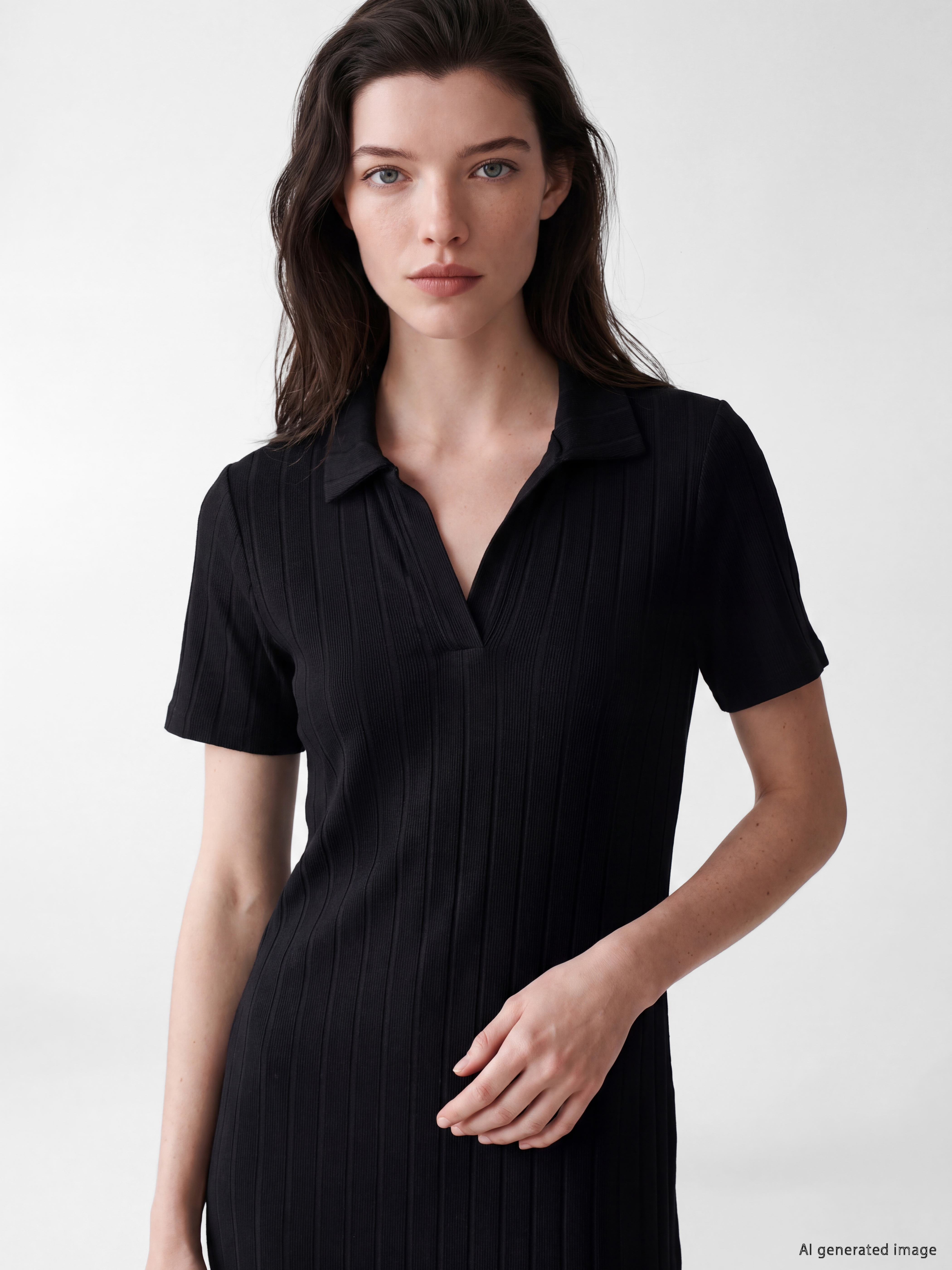 LCW Comfort Polo Yaka Yırtmaçlı Fitilli Elbise görsel 2