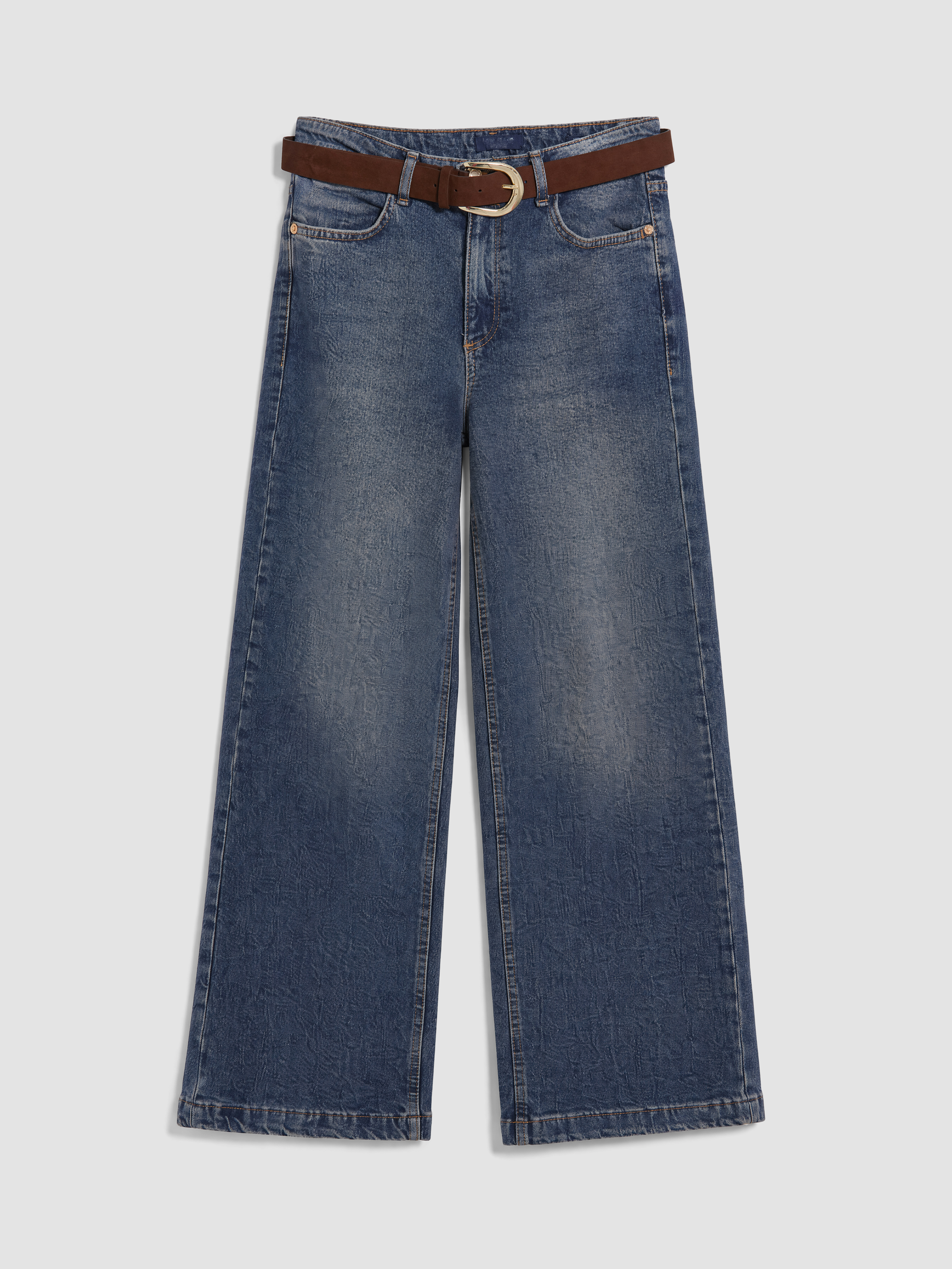 LCW Jeans Beli Kemerli Culotte Fit Kadın Jean Pantolon görsel 5