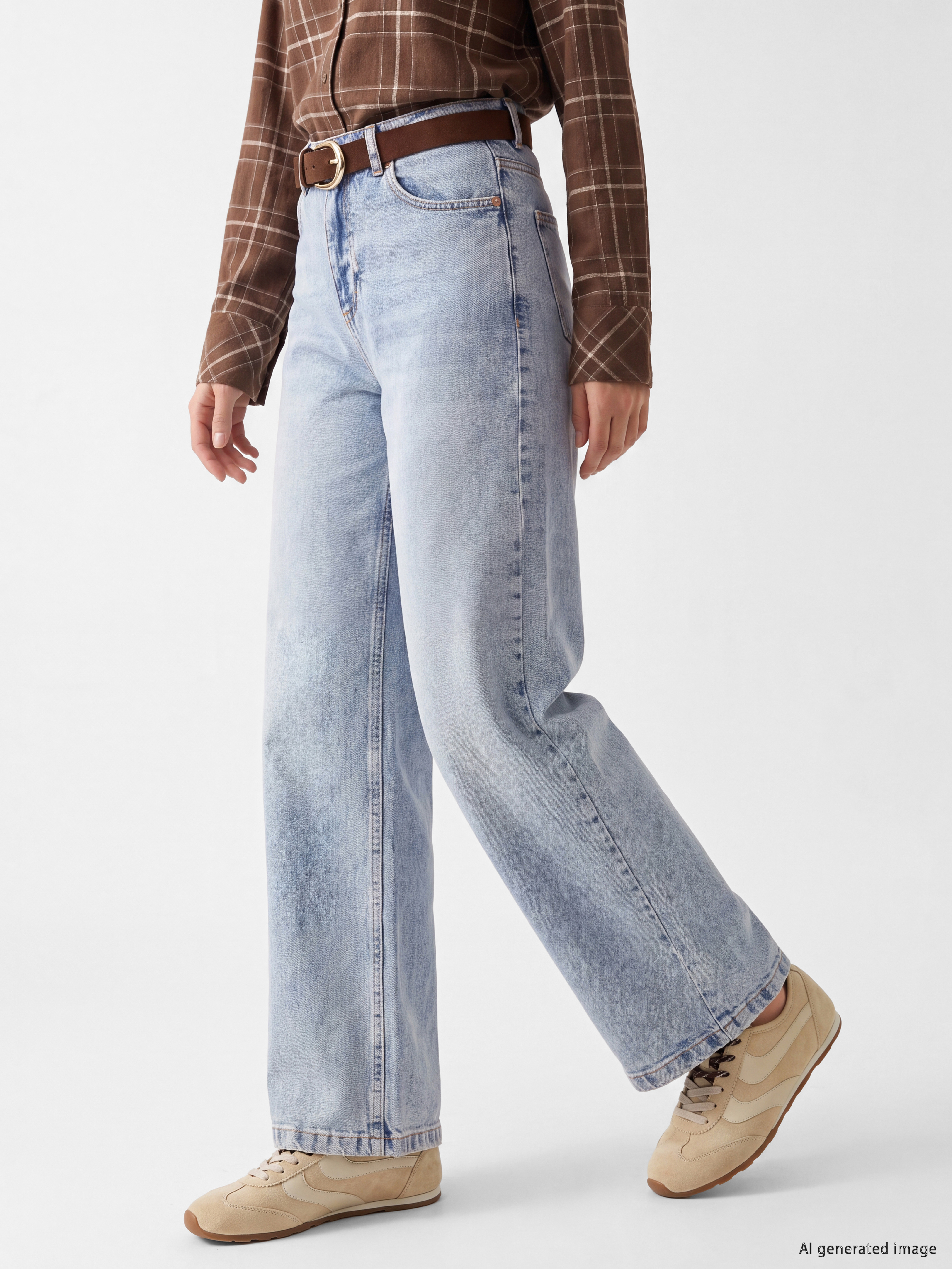LCW Jeans Beli Kemerli Culotte Fit Kadın Jean Pantolon görsel 2