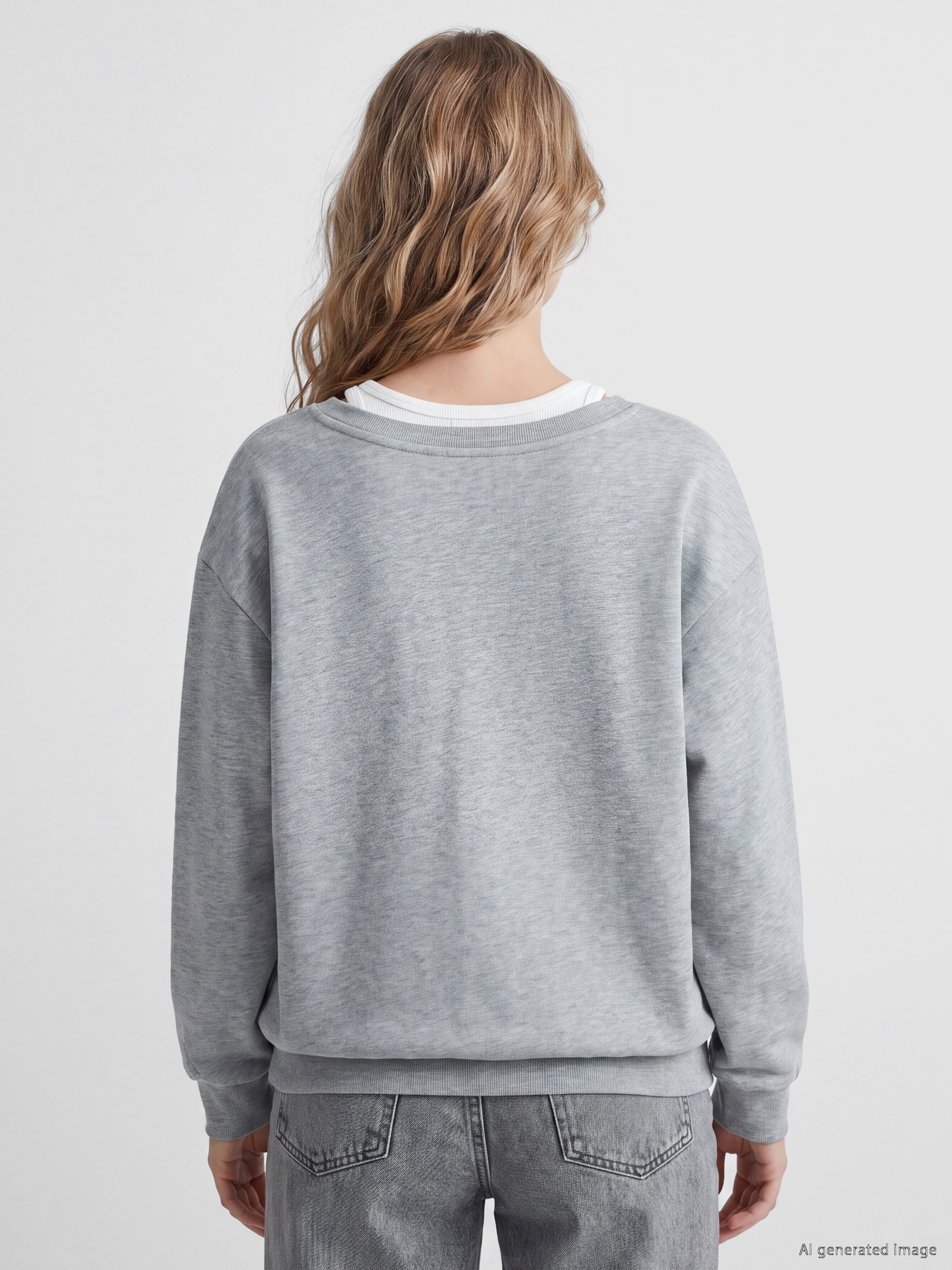 LCW Vision V Yaka Kadın Sweatshirt görsel 4