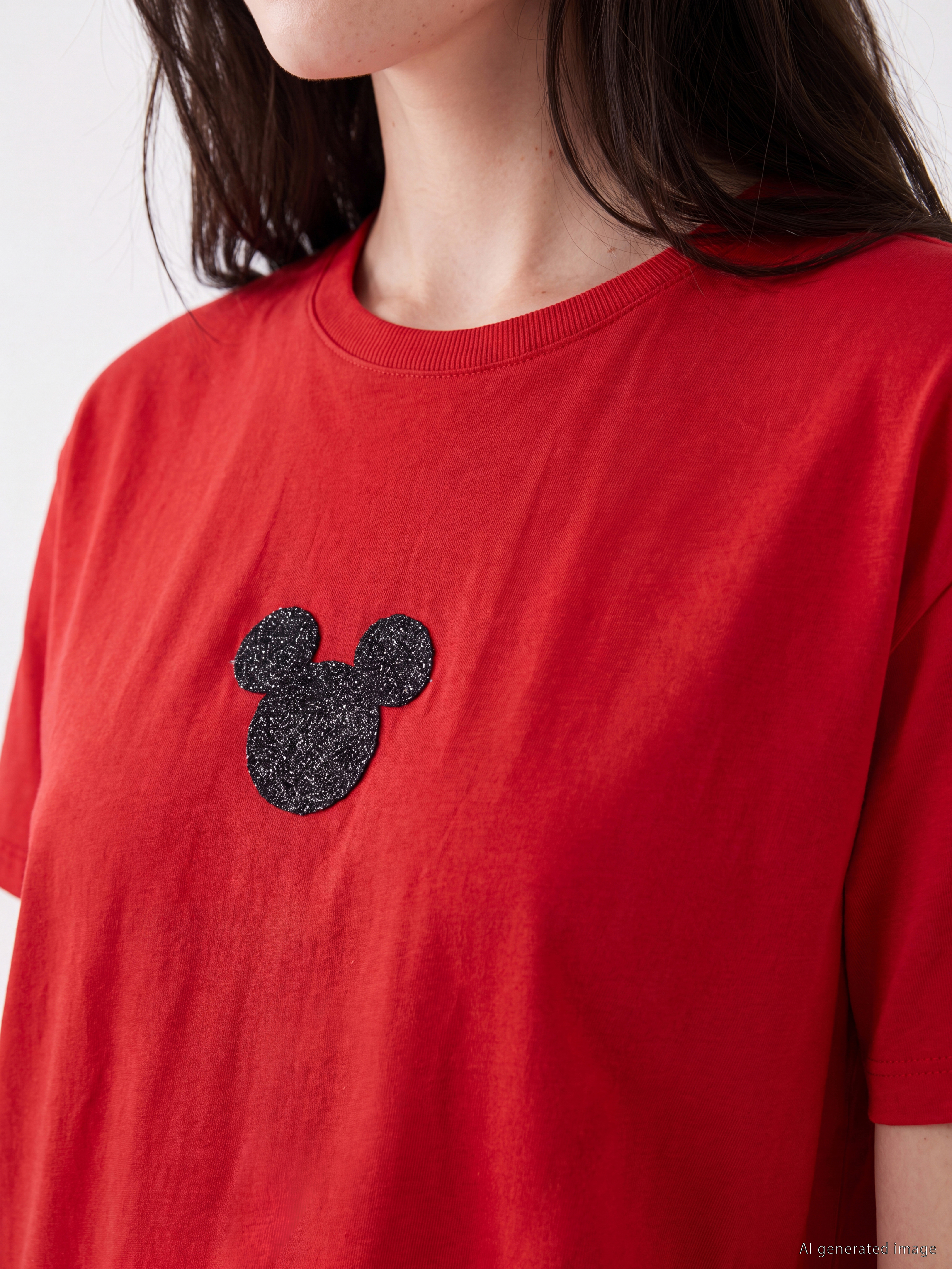 LCW Comfort Minnie Mouse Nakışlı %100 Pamuklu Kadın Tişört görsel 3