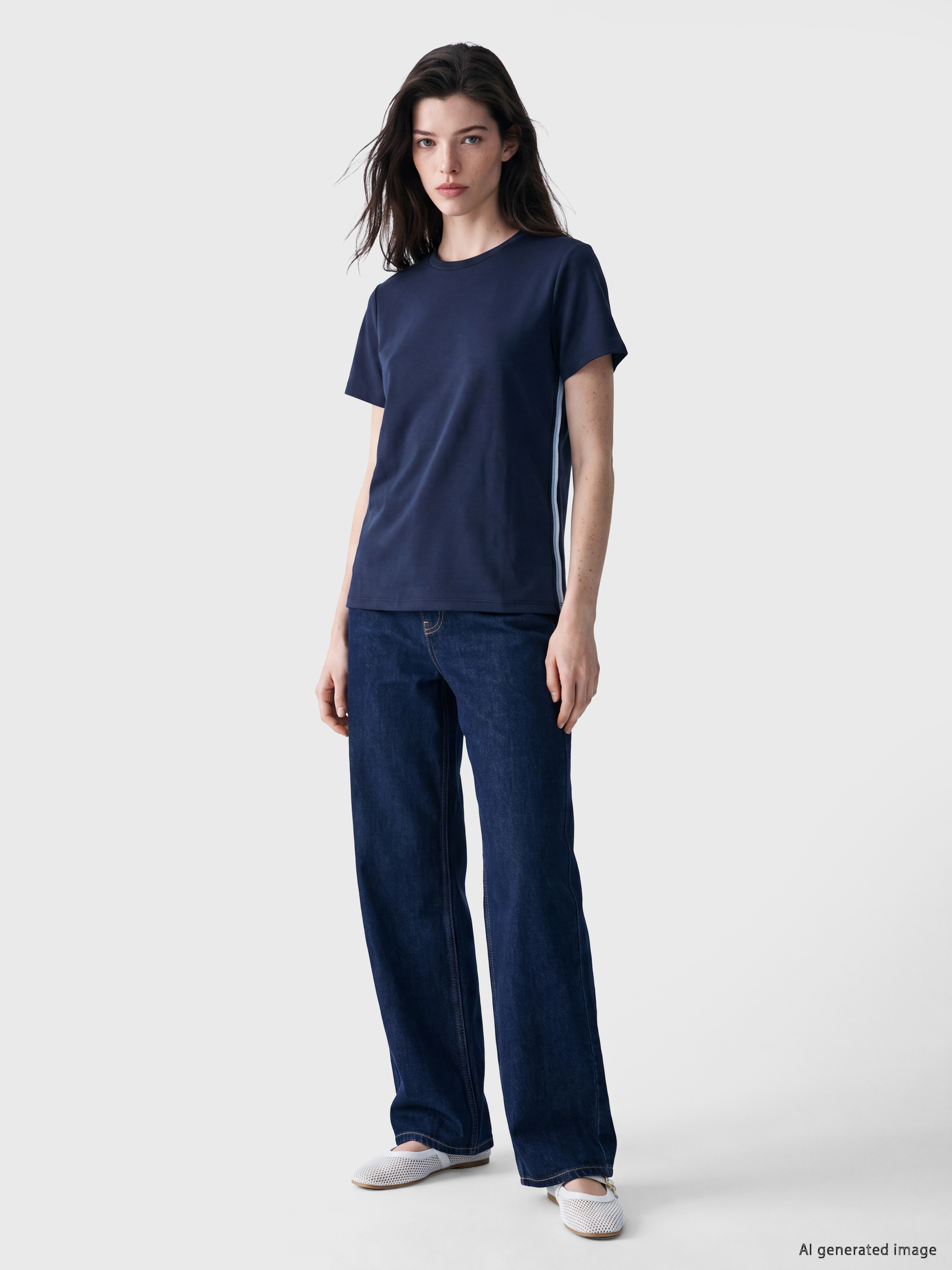 LCW Comfort Şerit Detaylı Soft Touch Kadın Tişört görsel 2