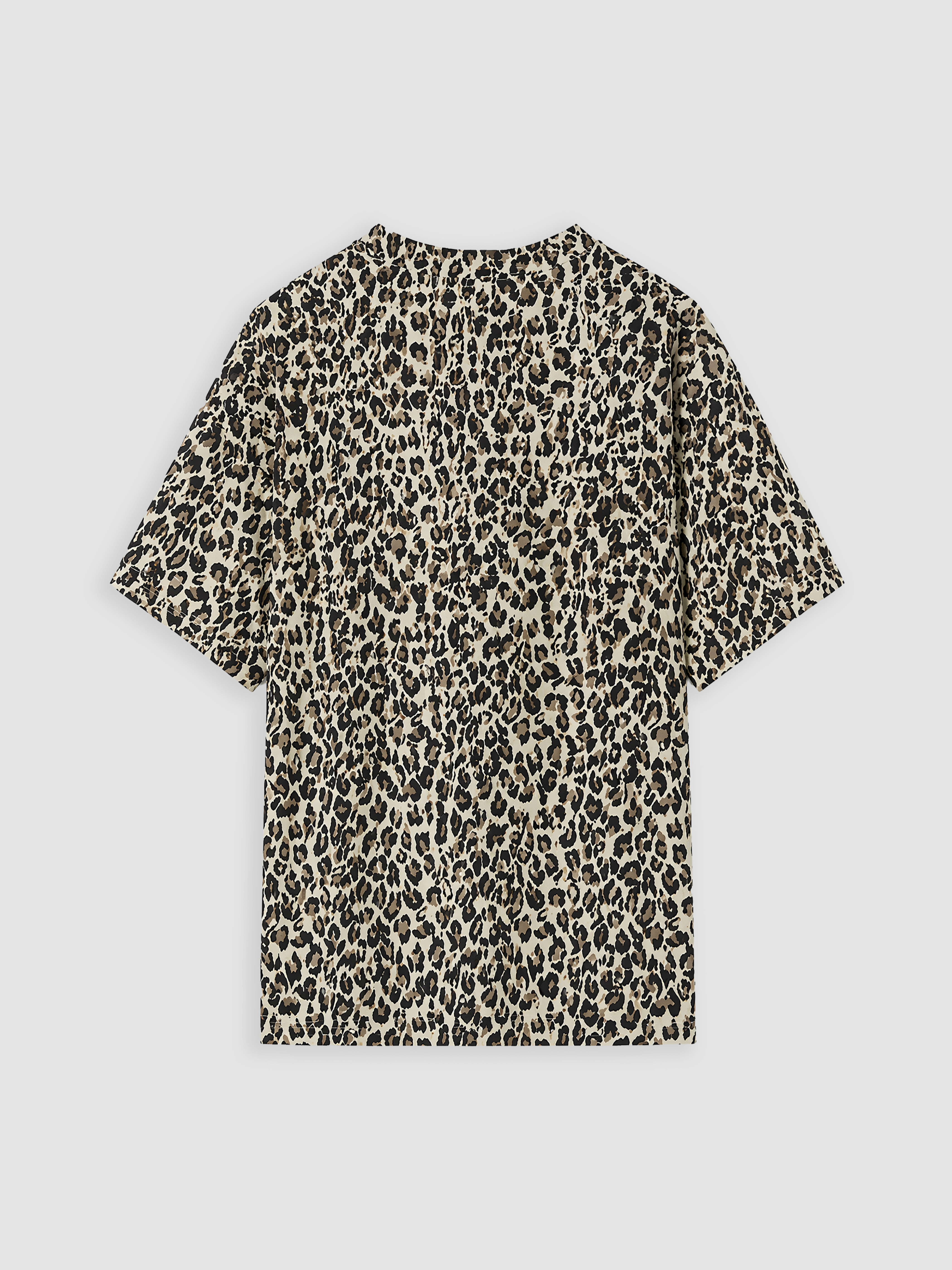LCW Comfort Bisiklet Yaka Leopar Desenli Kadın Tişört görsel 7