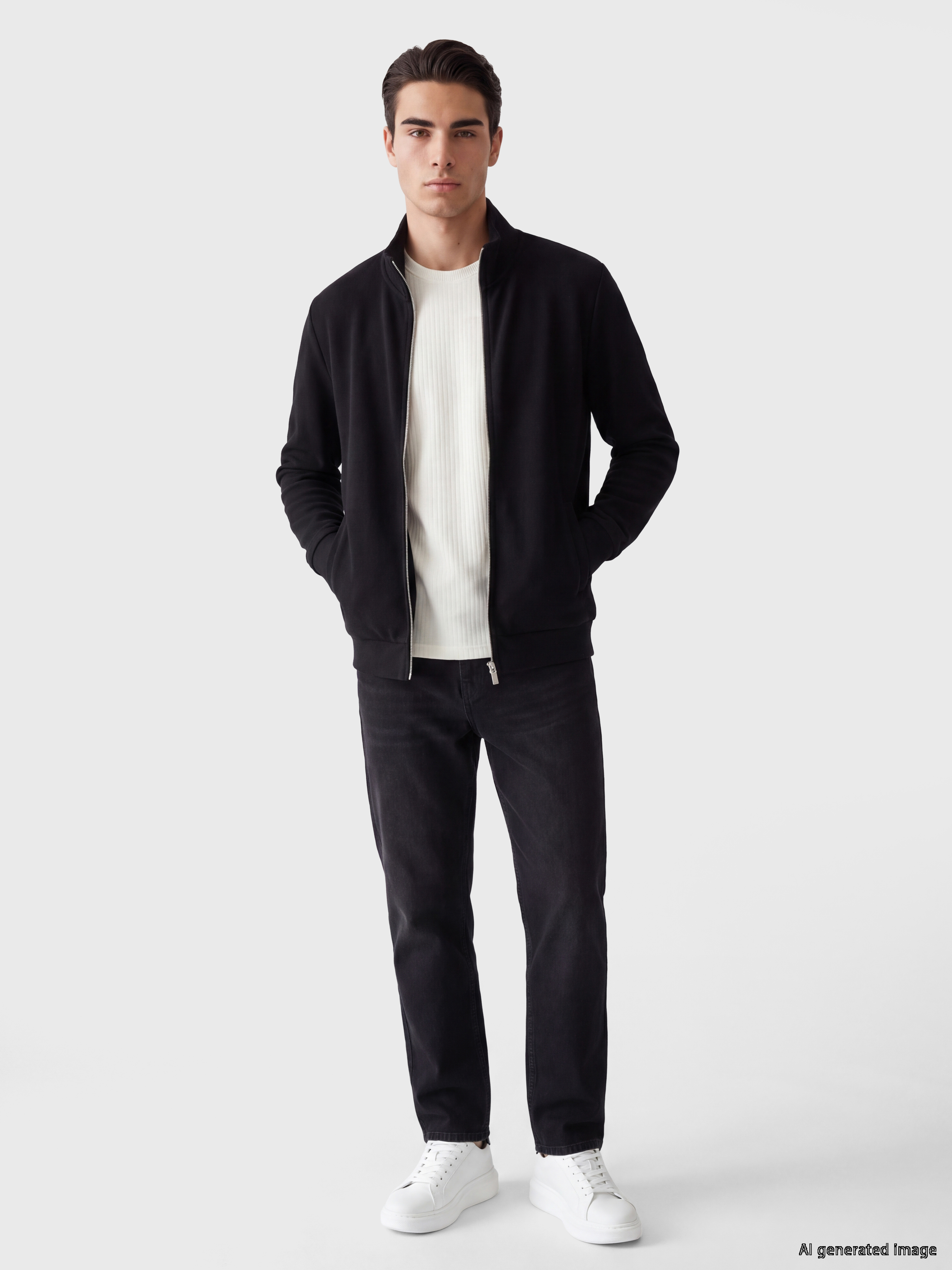 LCWAIKIKI Classic Dik Yaka Erkek Fermuarlı Sweatshirt görsel 2