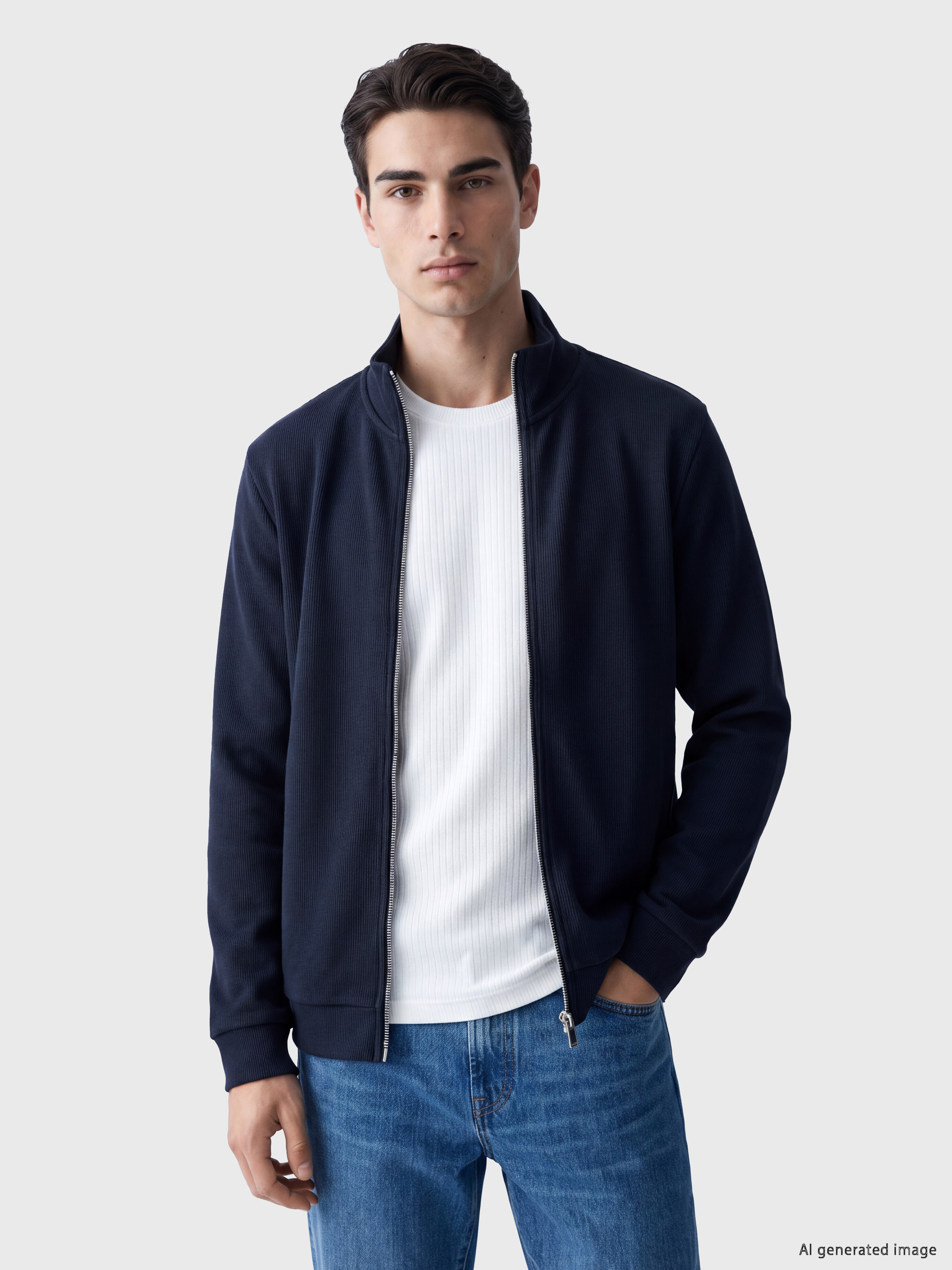LCWAIKIKI Classic Dik Yaka Erkek Fermuarlı Sweatshirt