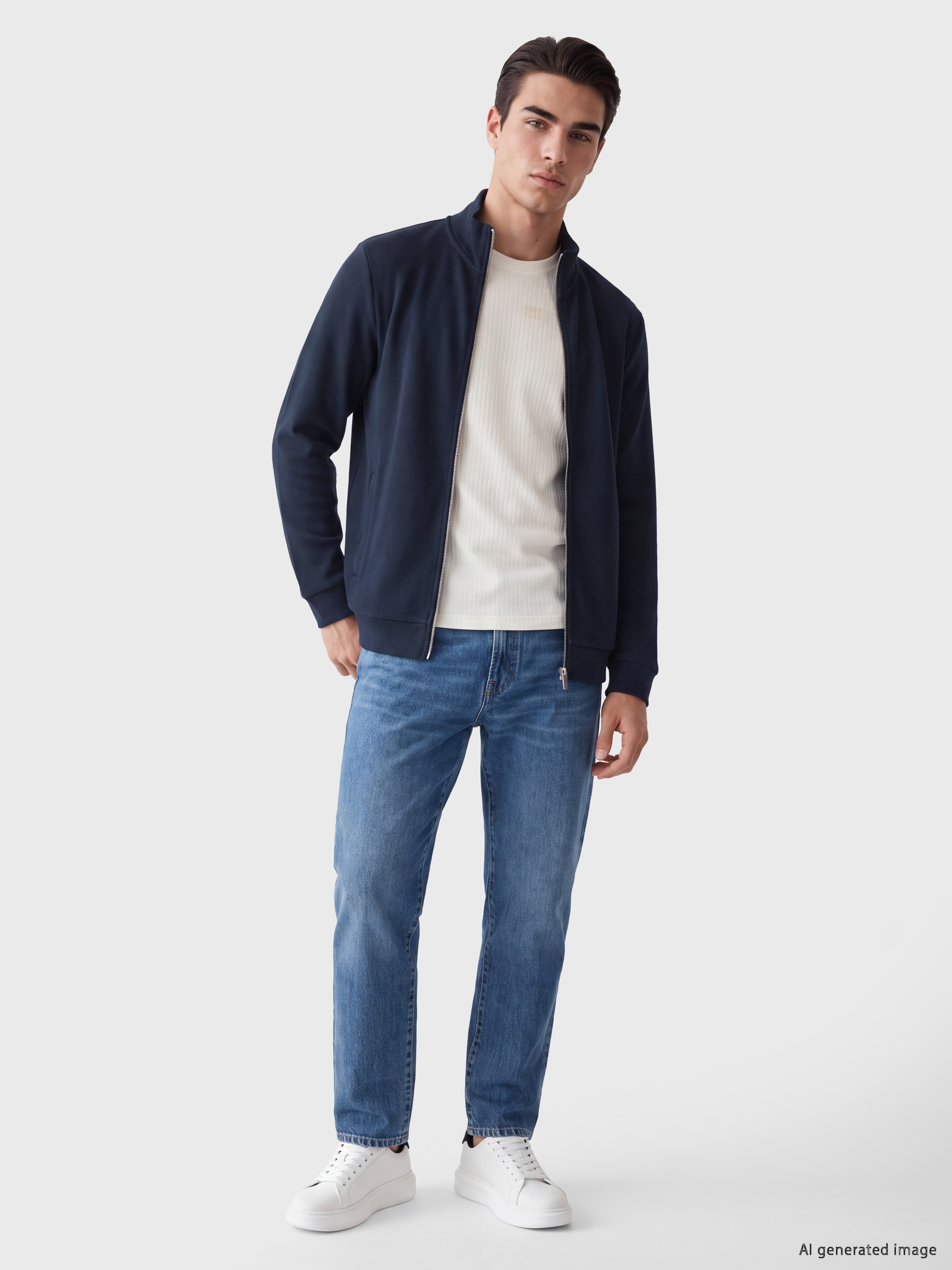 LCWAIKIKI Classic Dik Yaka Erkek Fermuarlı Sweatshirt görsel 2