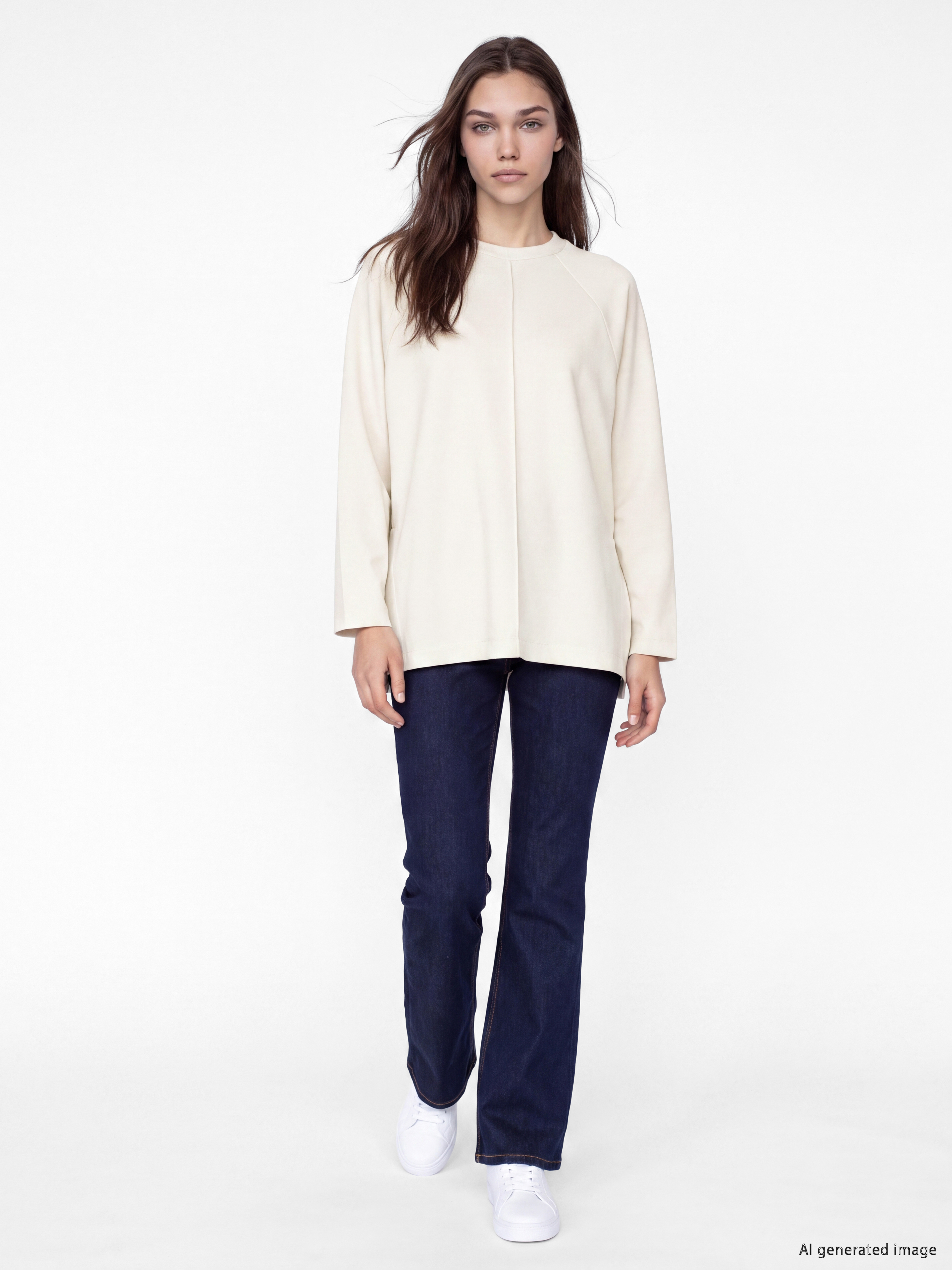 LCW Modest Soft Touch Oversize Kadın Sweatshirt Tunik görsel 2