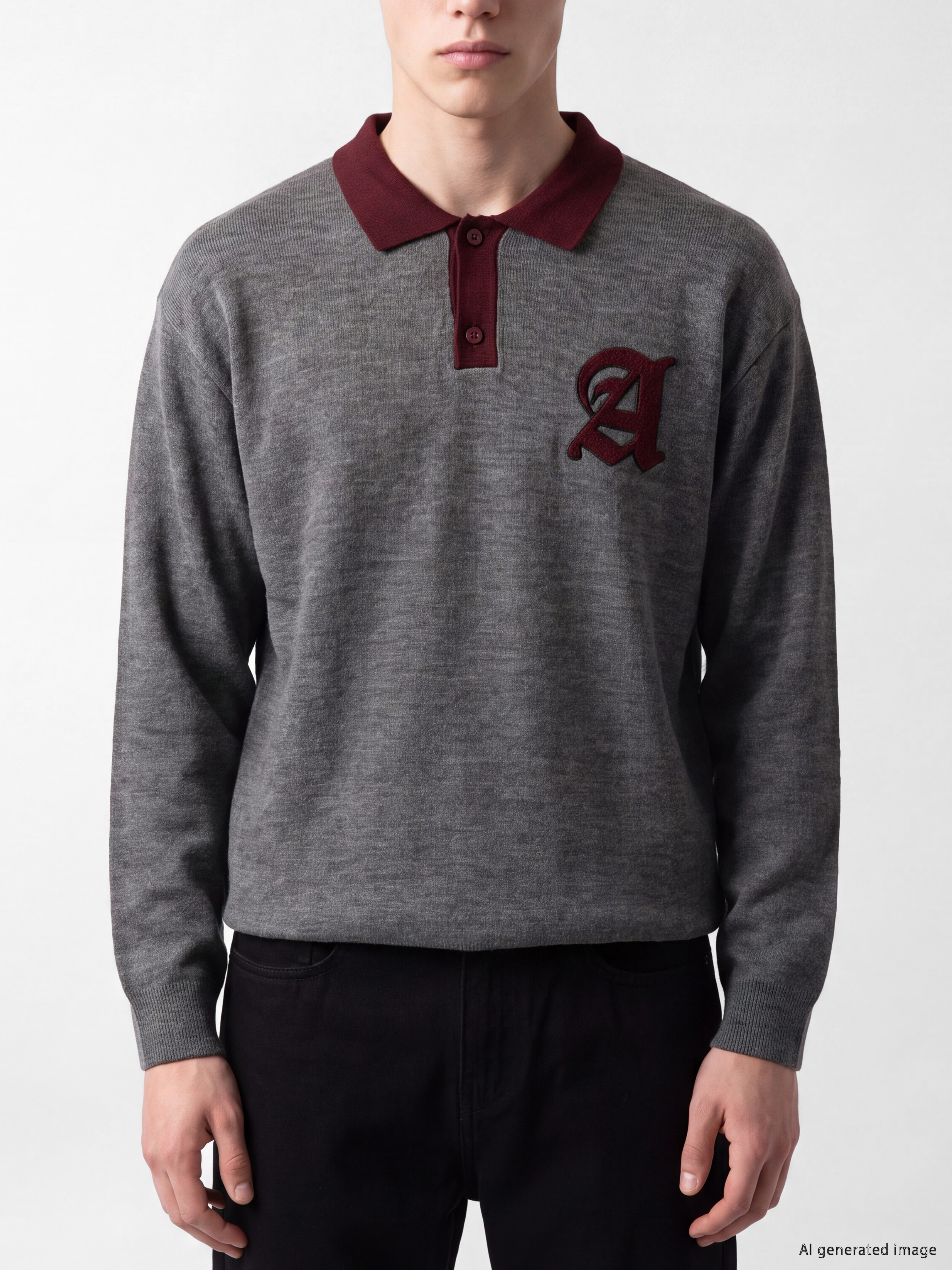XSIDE Polo Yaka Nakışlı Erkek Triko Kazak görsel 3