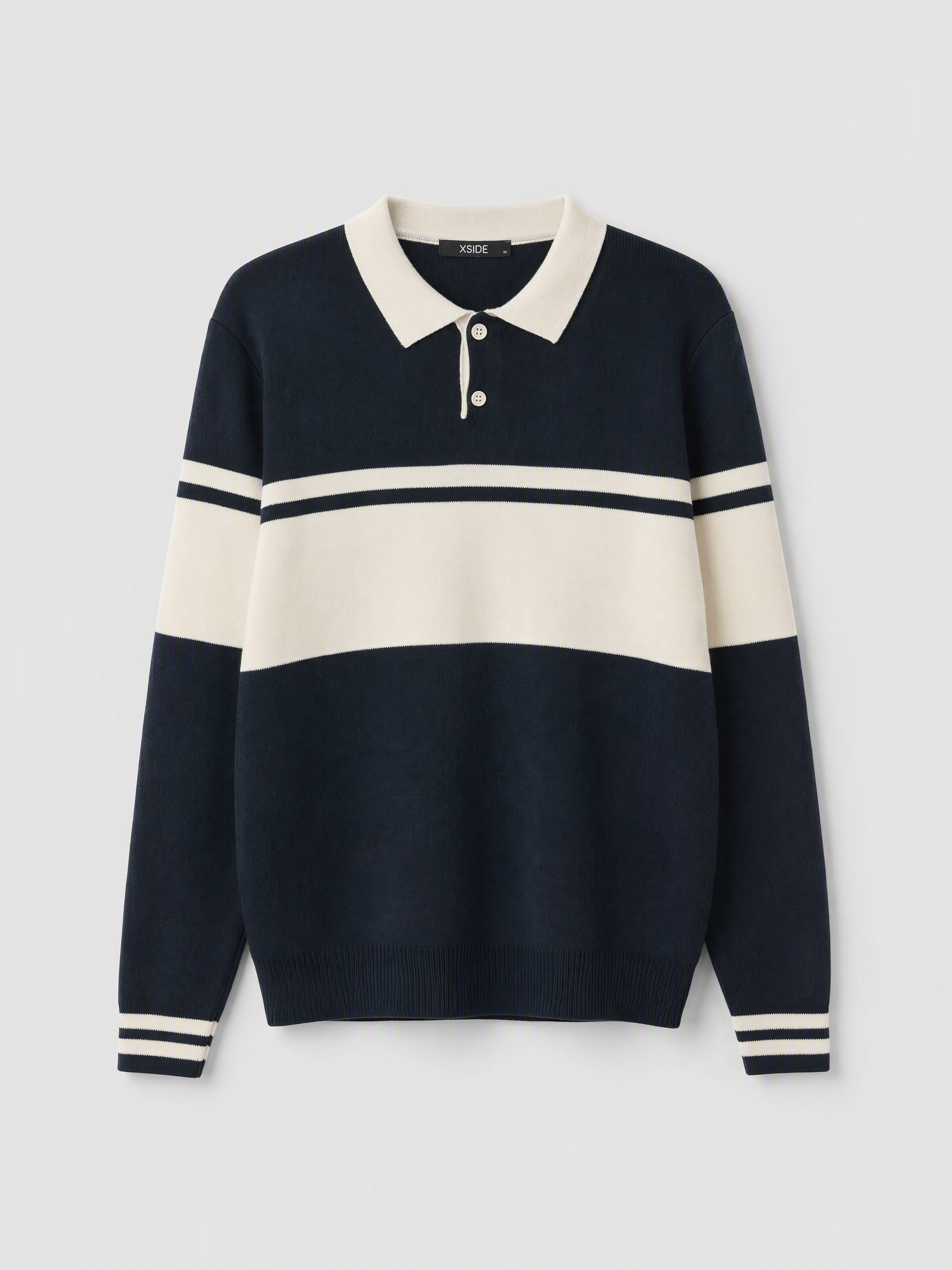 XSIDE Polo Yaka Renk Bloklu Erkek Triko Kazak görsel 5