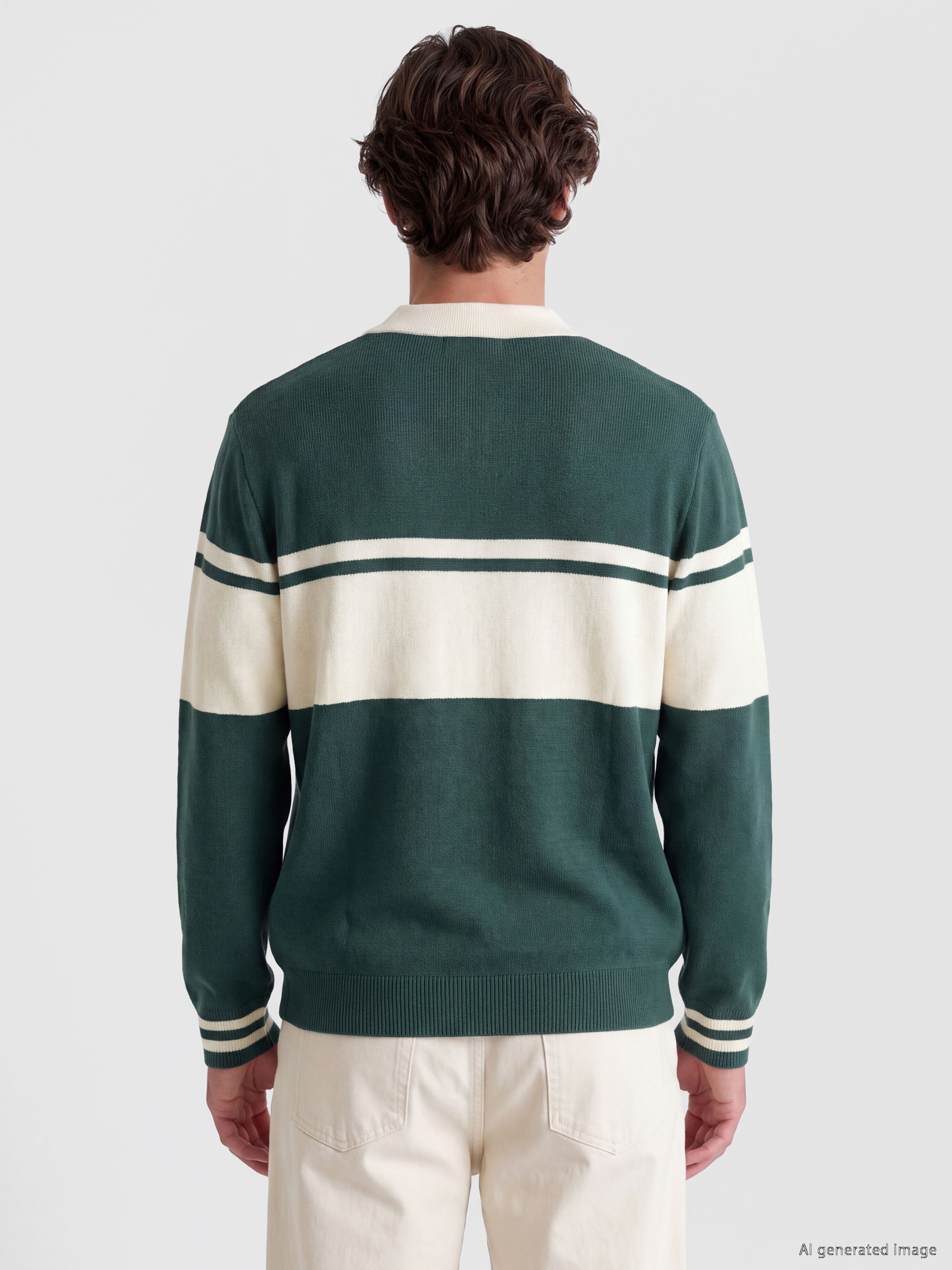 XSIDE Polo Yaka Renk Bloklu Erkek Triko Kazak görsel 4