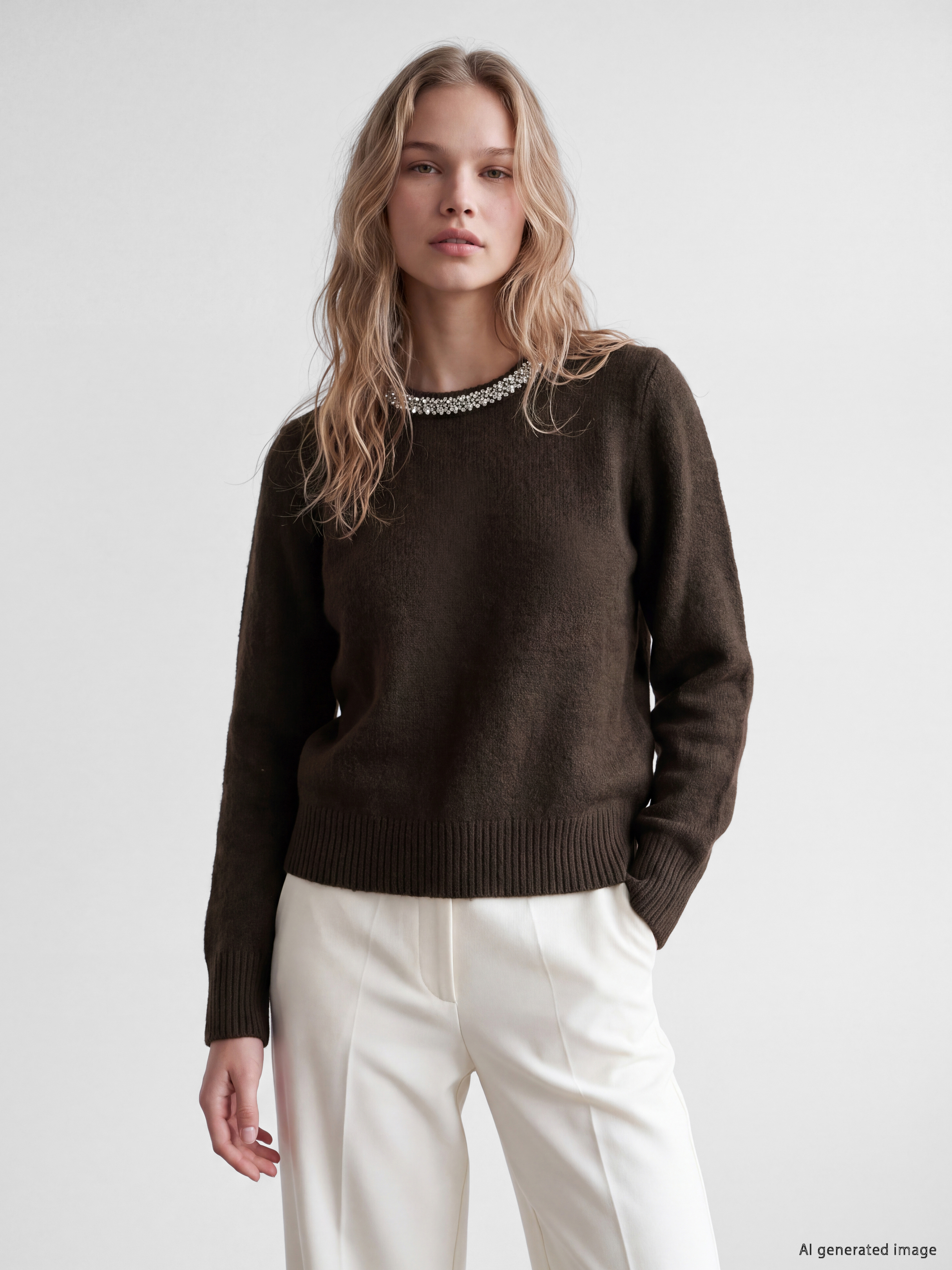 LCW Vision Bisiklet Yaka Taş İşlemeli Kadın Triko Kazak