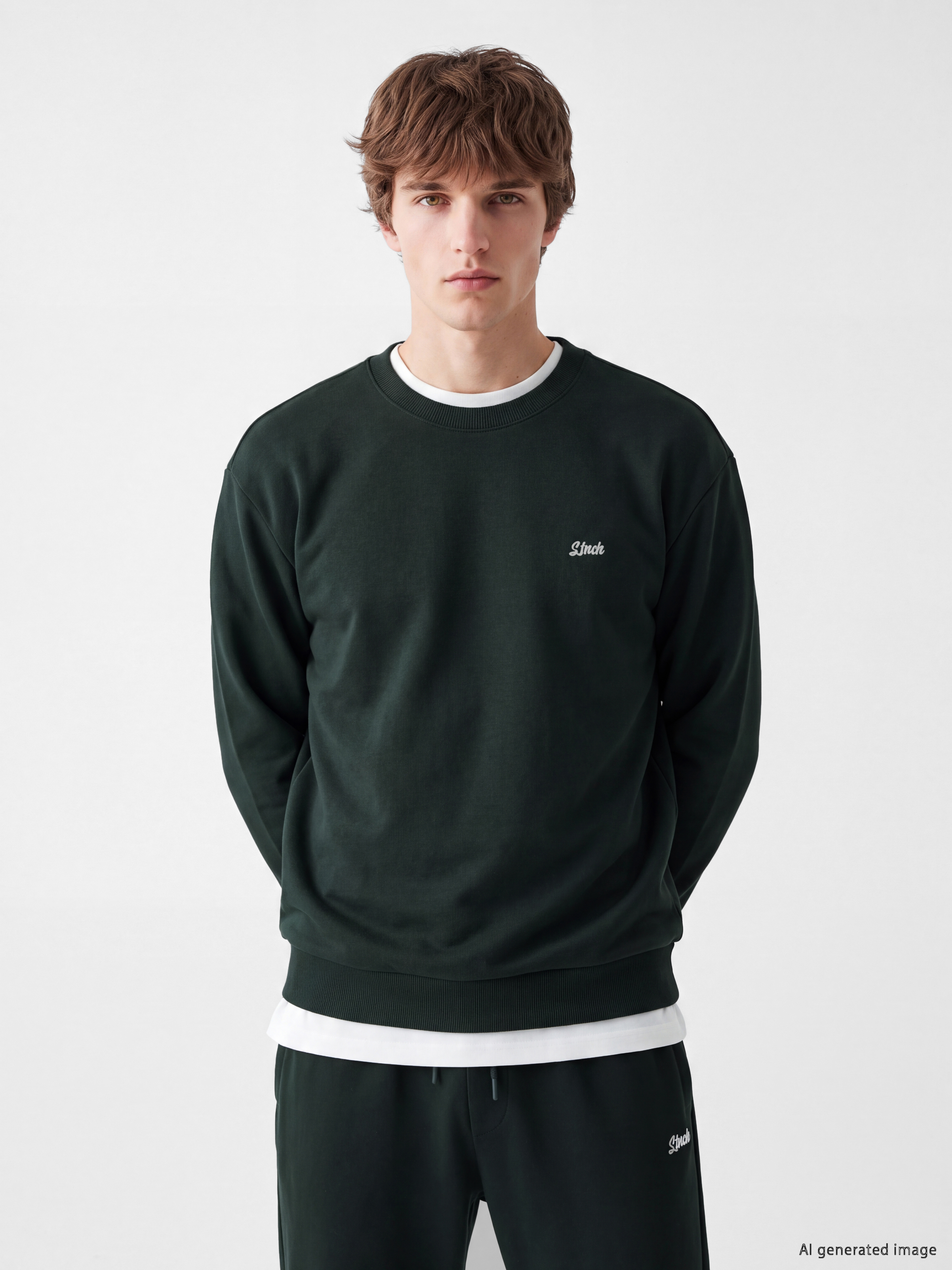 XSIDE Bisiklet Yaka Nakışlı Erkek Sweatshirt