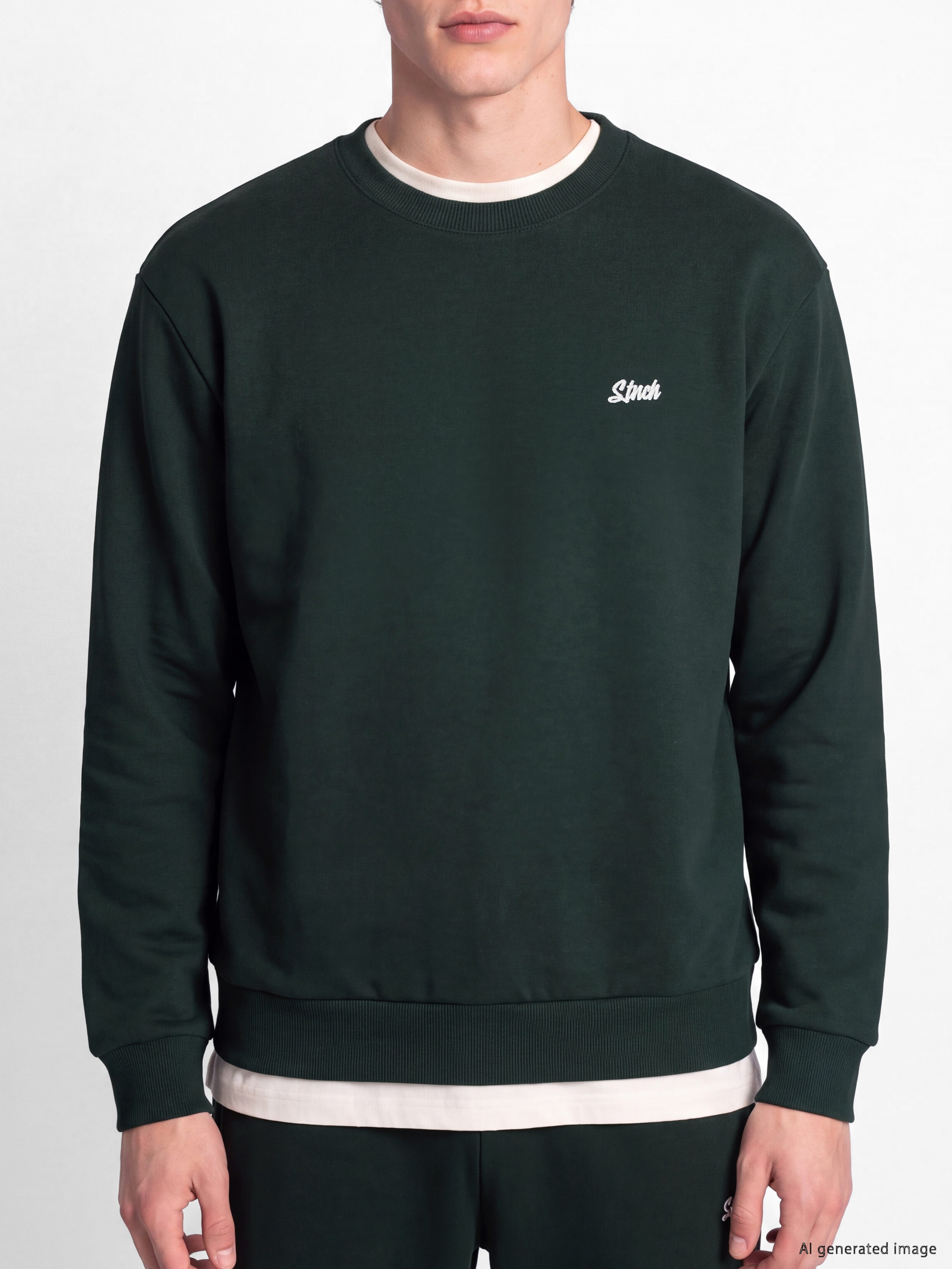 XSIDE Bisiklet Yaka Nakışlı Erkek Sweatshirt görsel 2