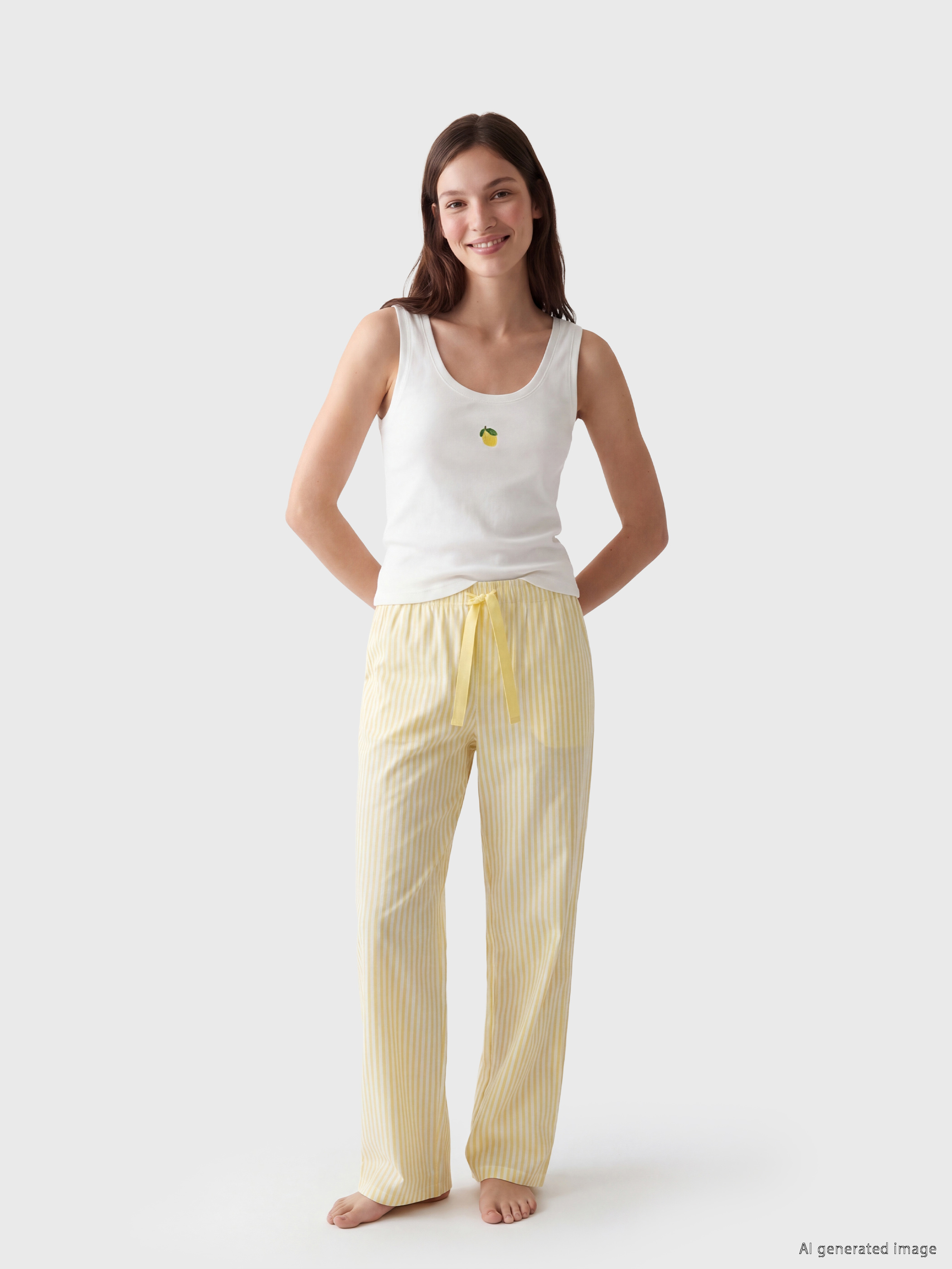 LCW DREAM U Yaka Nakışlı Kadın Pijama Üstü görsel 2