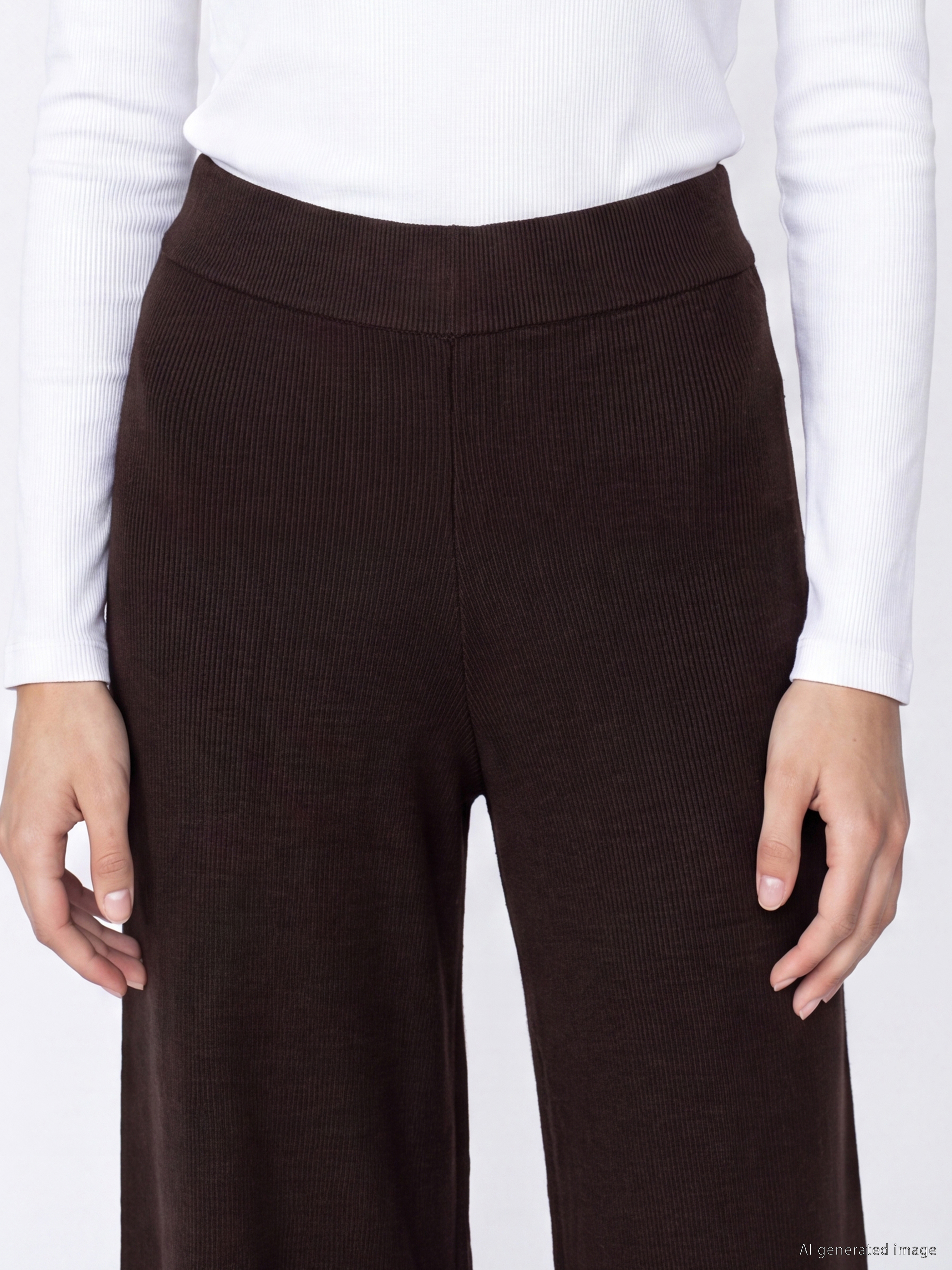 LCW Modest Beli Lastikli Kadın Triko Pantolon görsel 3