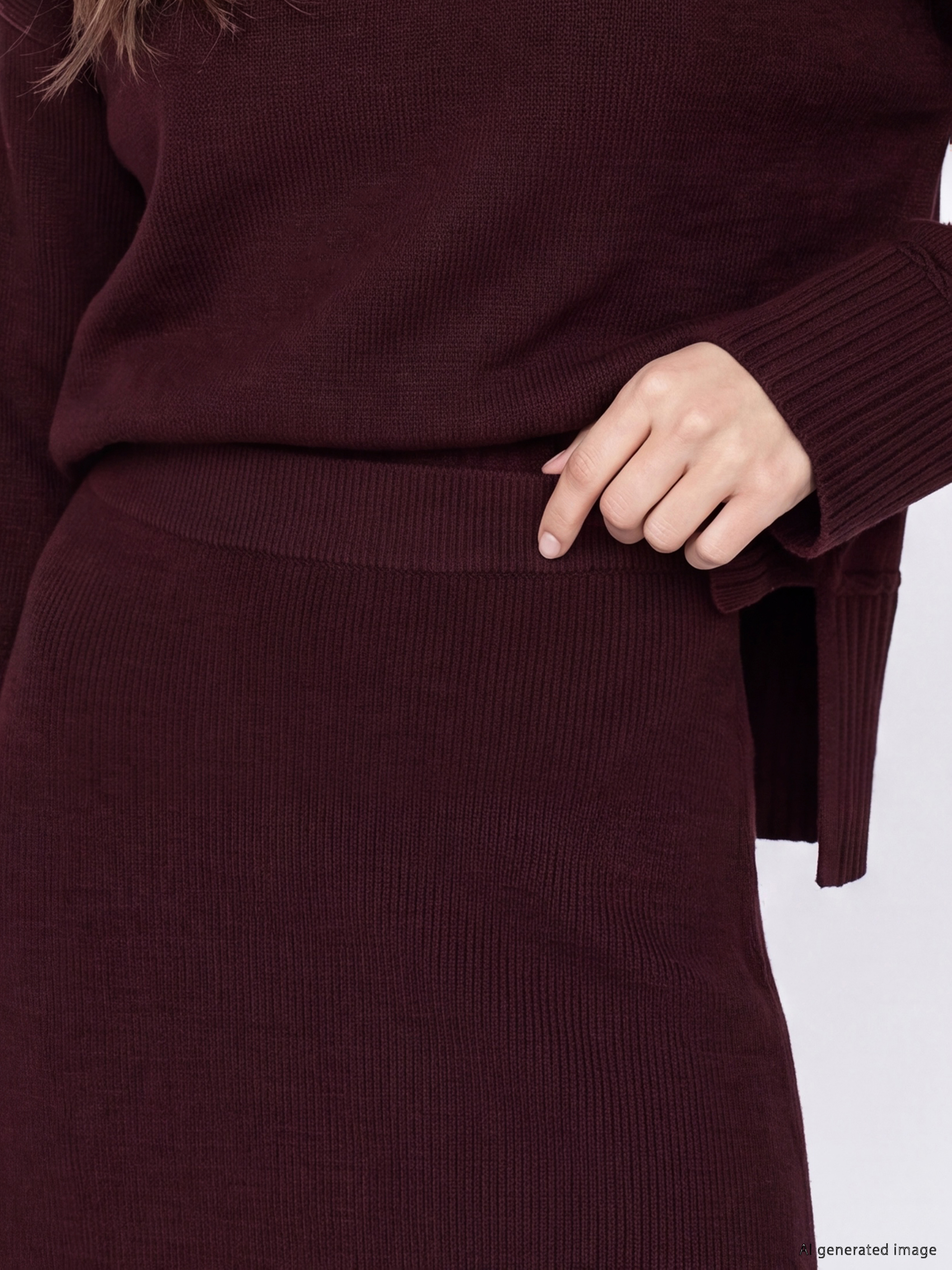 LCW Modest Beli Lastikli A Kesim Triko Etek görsel 3