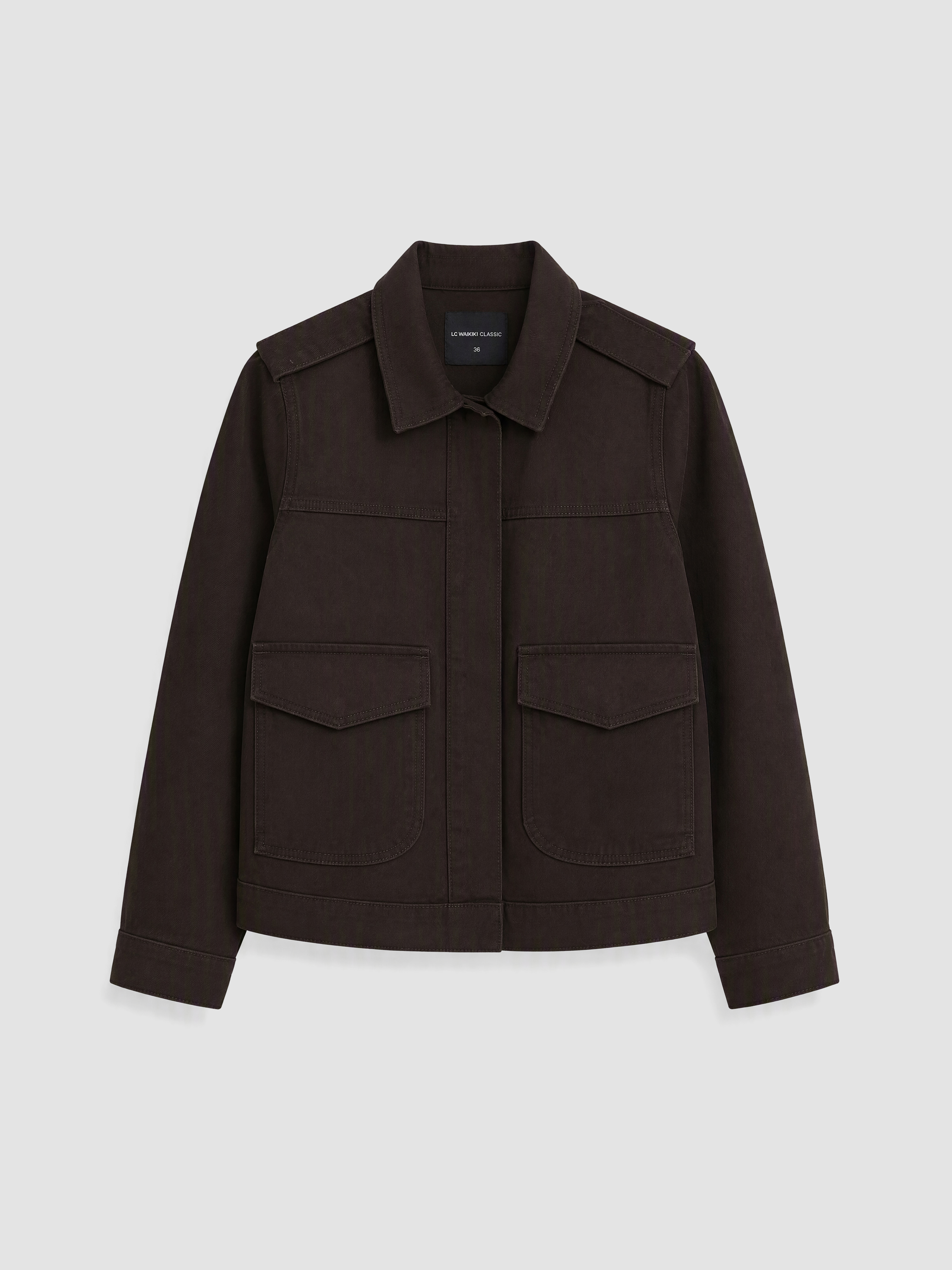 LCWAIKIKI Classic Gabardin Kadın Gömlek Ceket görsel 5