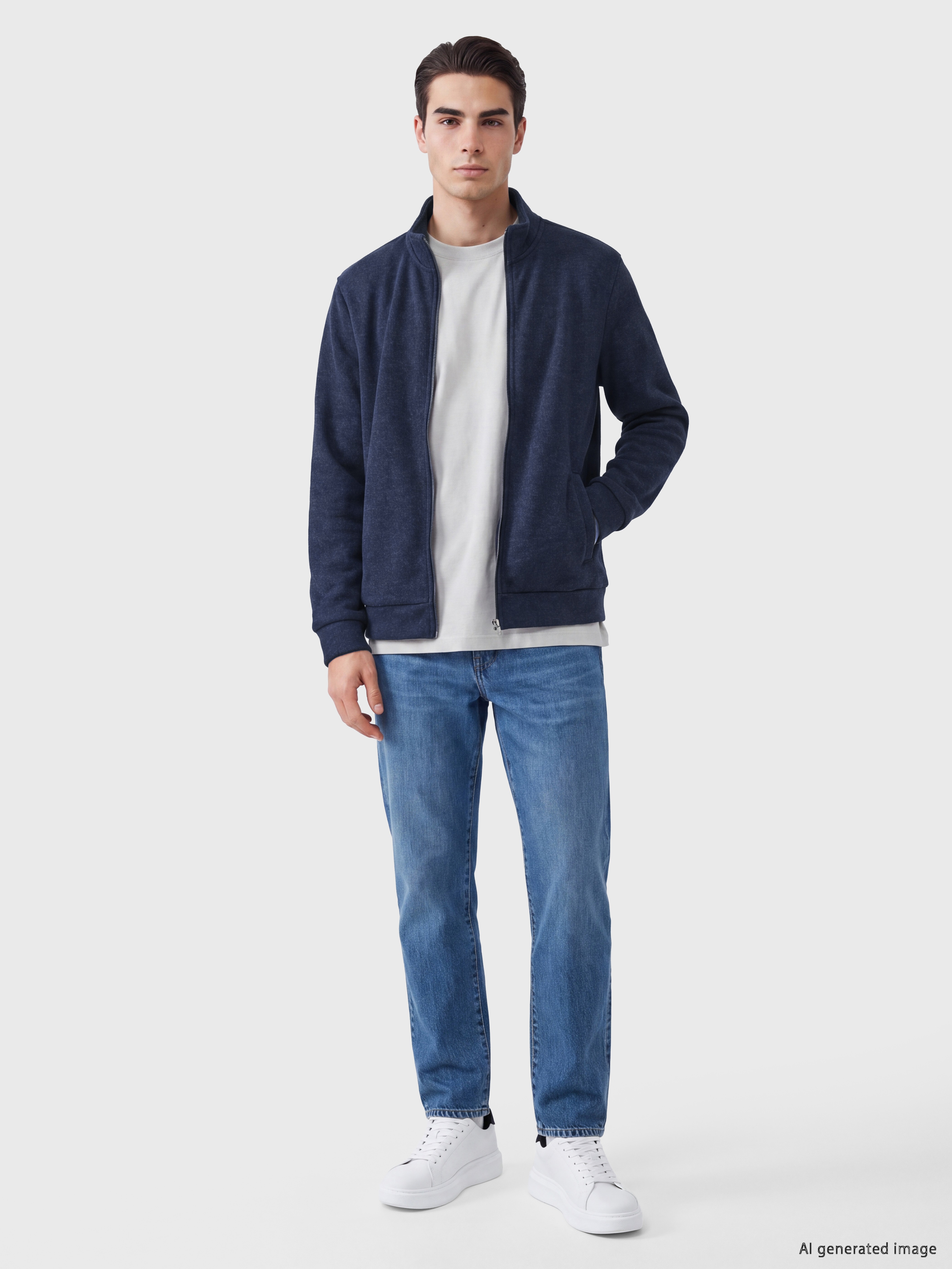 LCWAIKIKI Classic Dik Yaka Erkek Fermuarlı Sweatshirt görsel 2