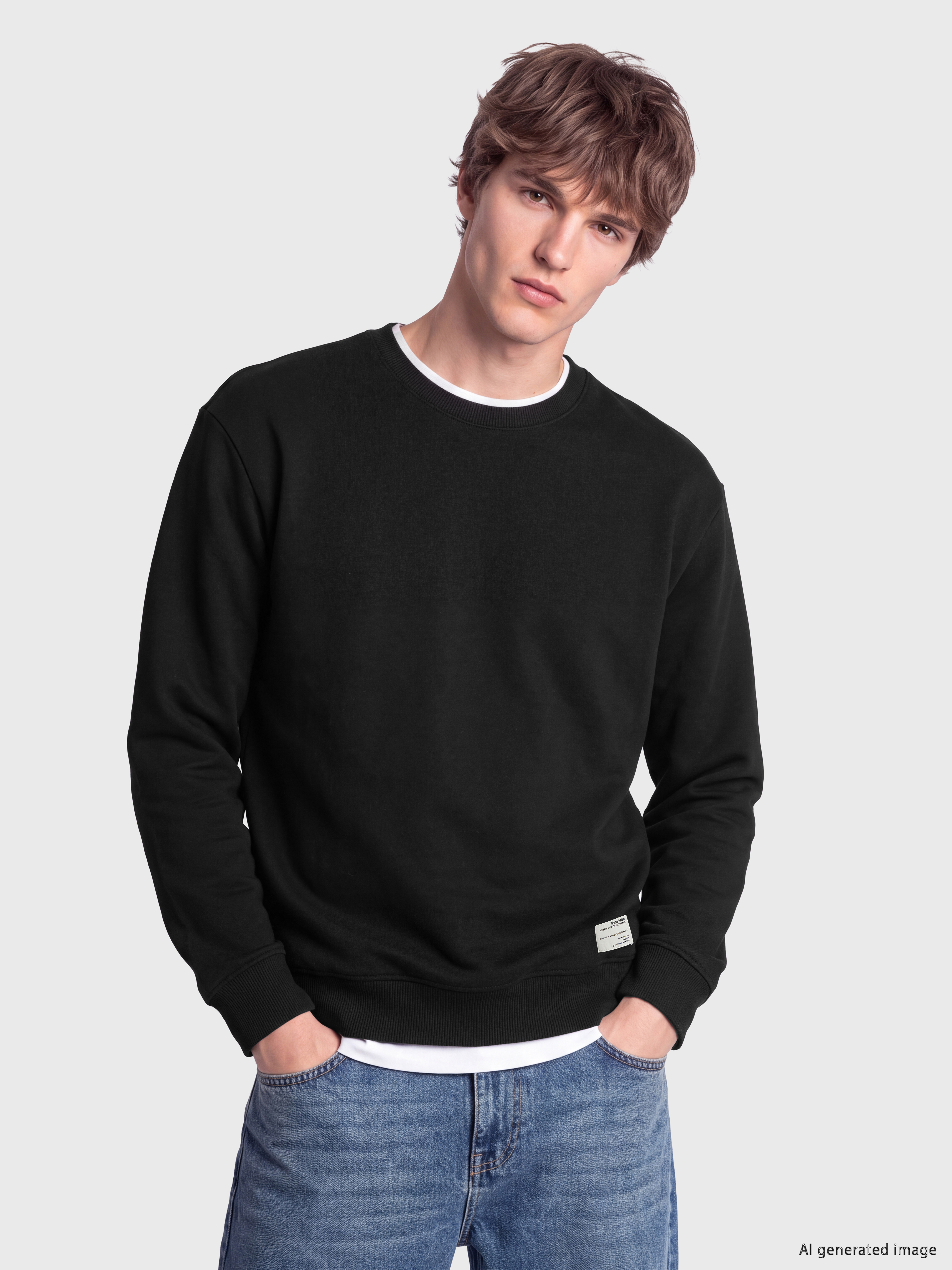 XSIDE Bisiklet Yaka Erkek Kalın Sweatshirt