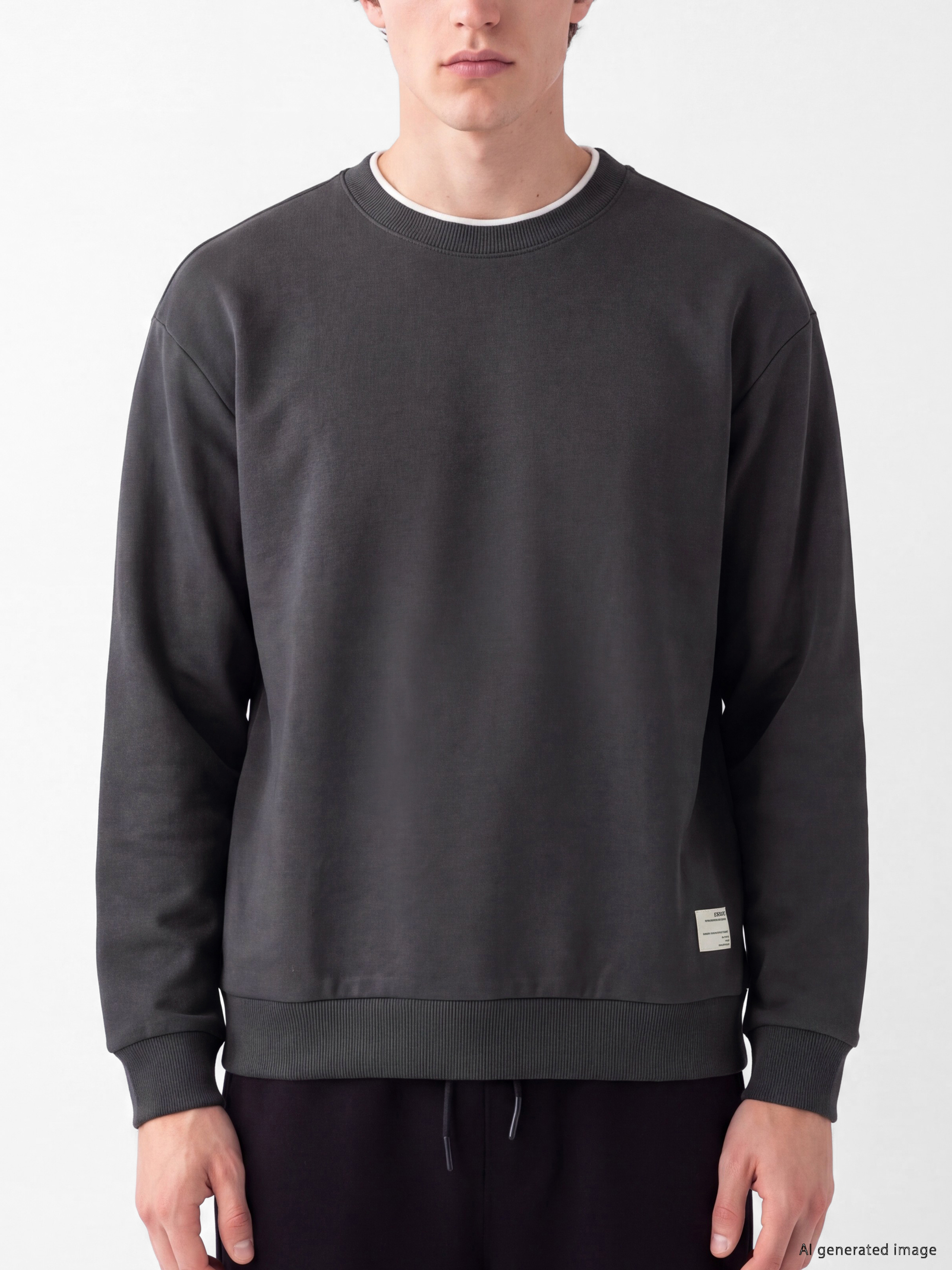 XSIDE Bisiklet Yaka Erkek Kalın Sweatshirt görsel 3