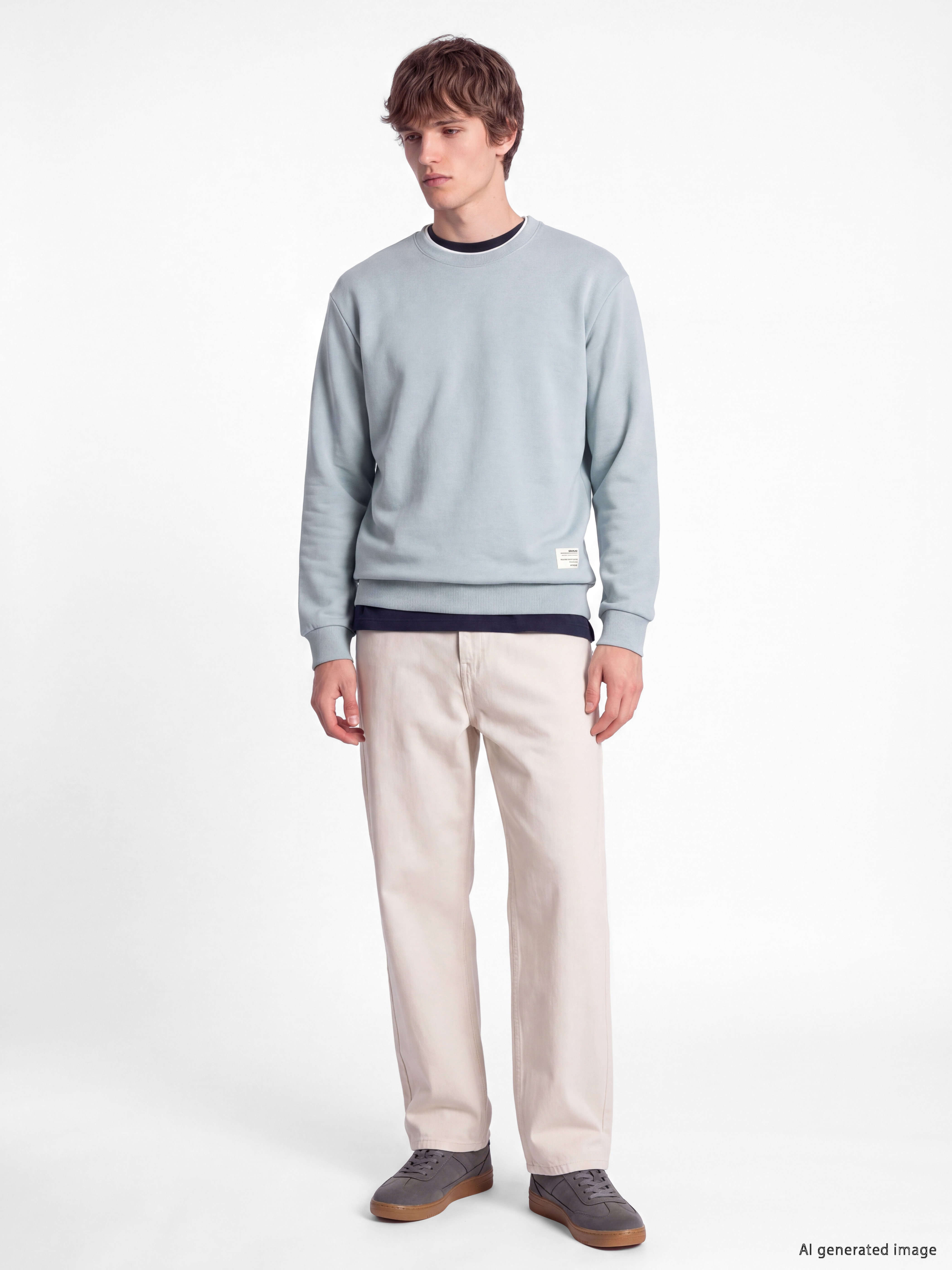 XSIDE Bisiklet Yaka Erkek Kalın Sweatshirt görsel 2