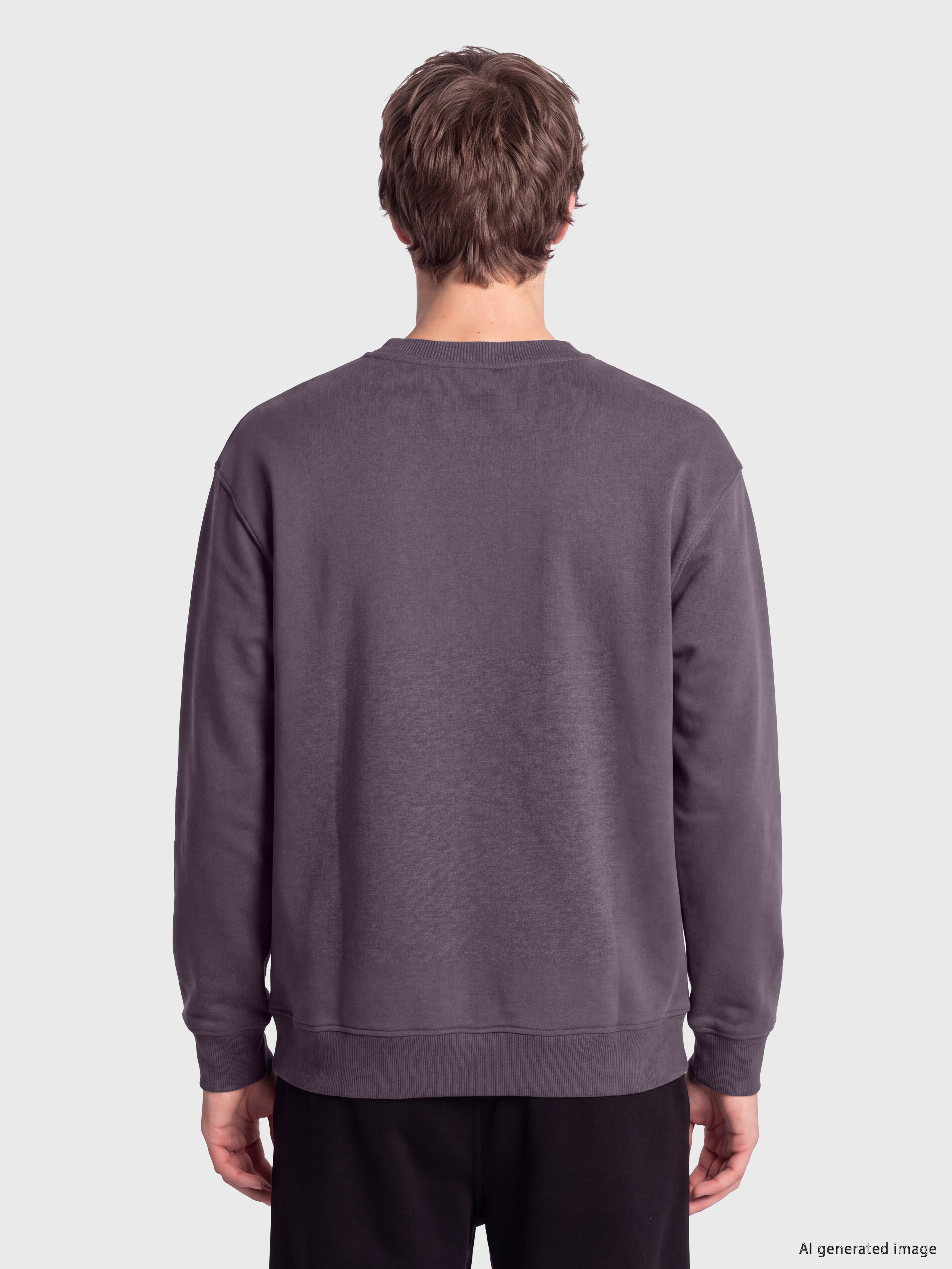 XSIDE Bisiklet Yaka Baskılı Kalın Sweatshirt görsel 3