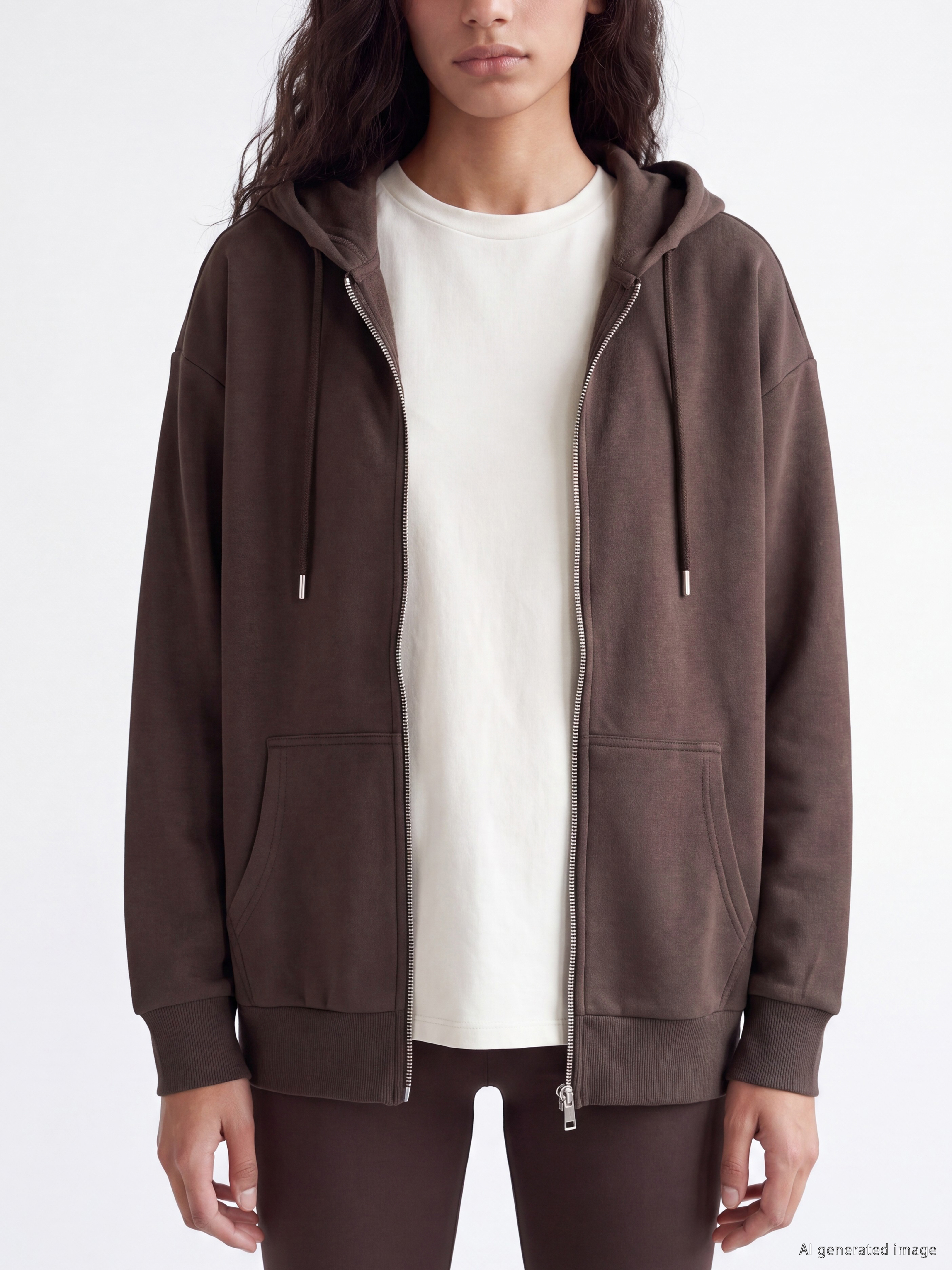 XSIDE Oversize Kadın Kalın Fermuarlı Sweatshirt görsel 3