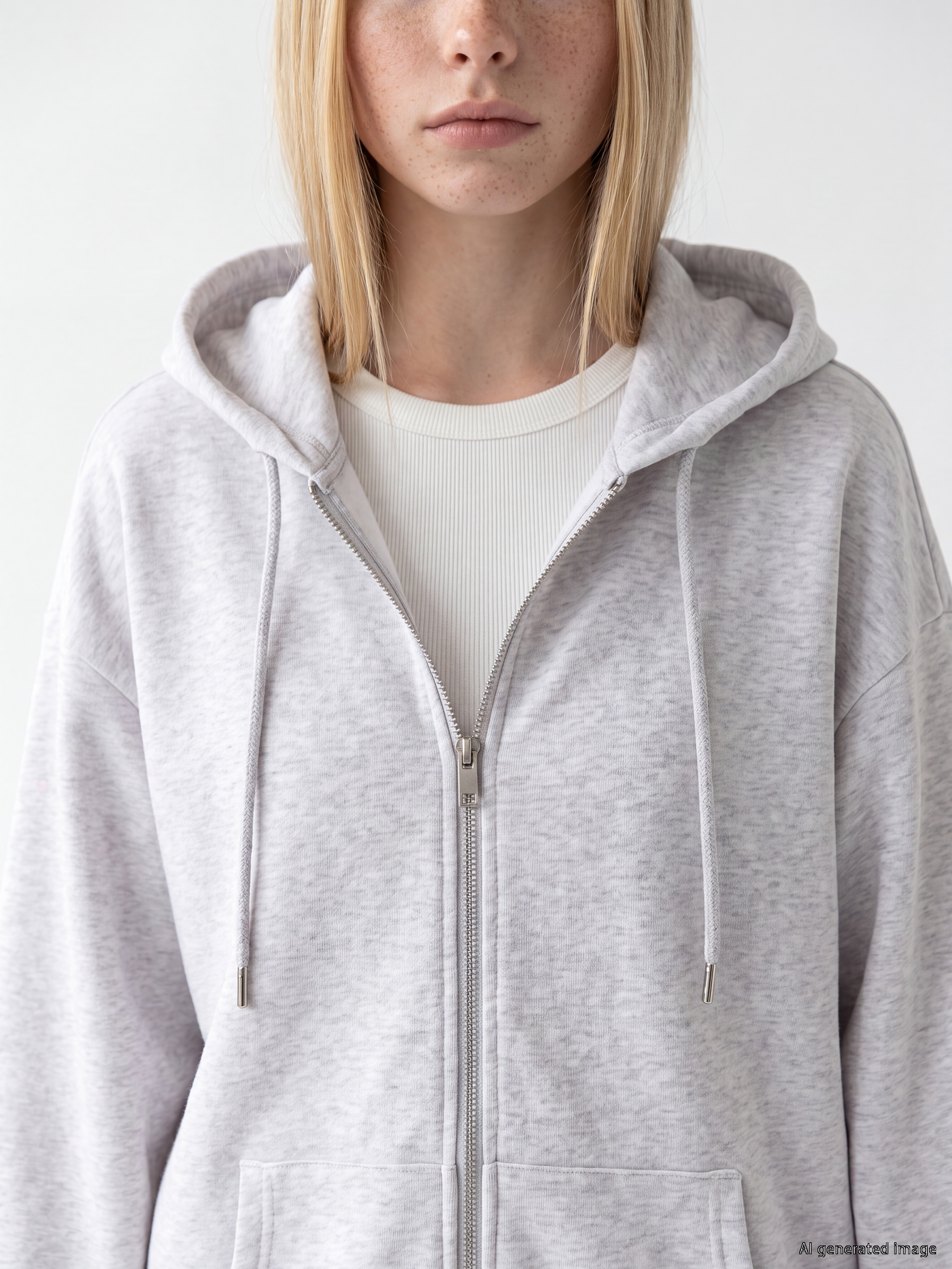 XSIDE Kapüşonlu Oversize Kadın Fermuarlı Sweatshirt görsel 3