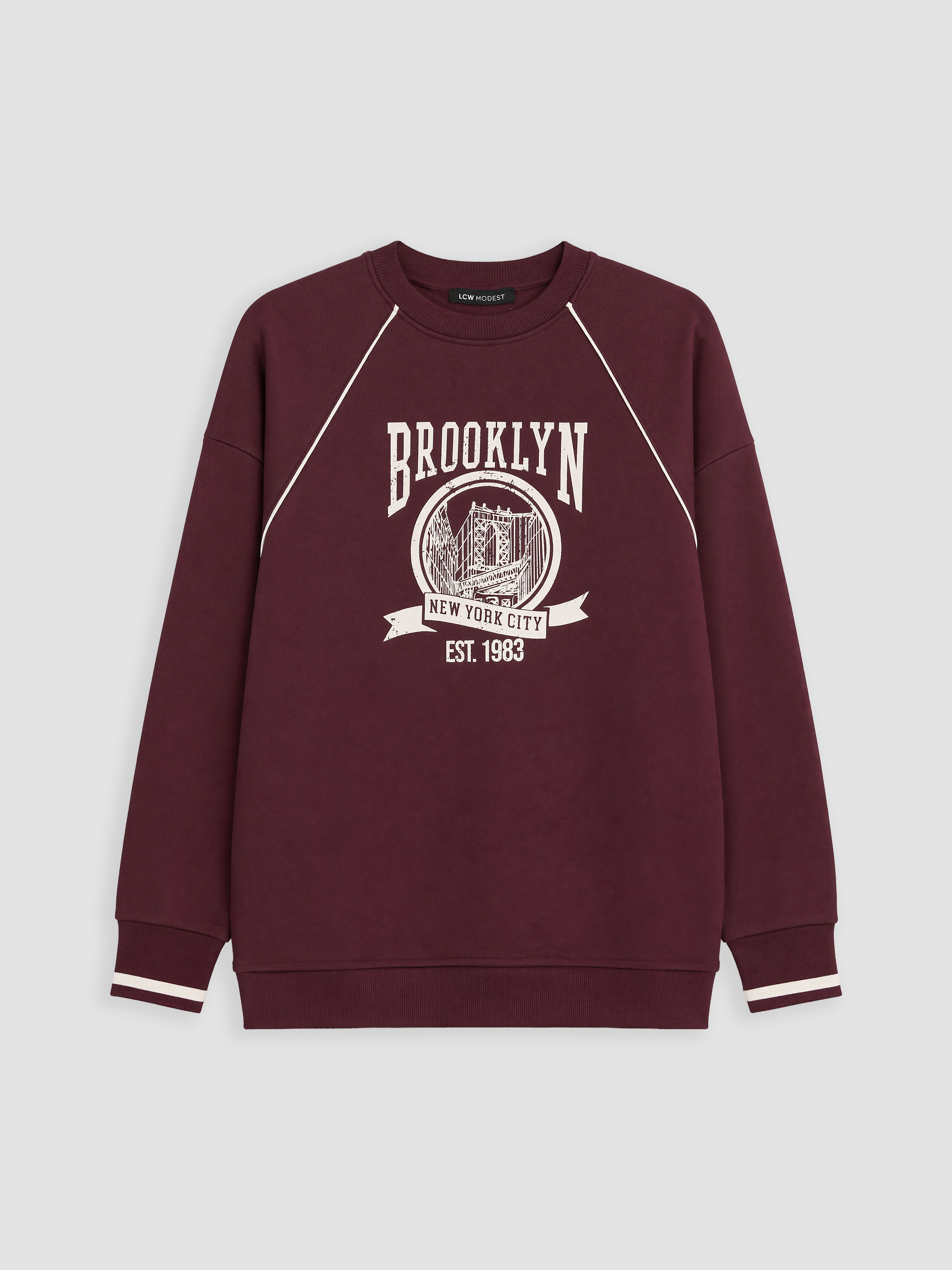 LCW Modest Baskılı Oversize Kadın Sweatshirt Tunik görsel 5